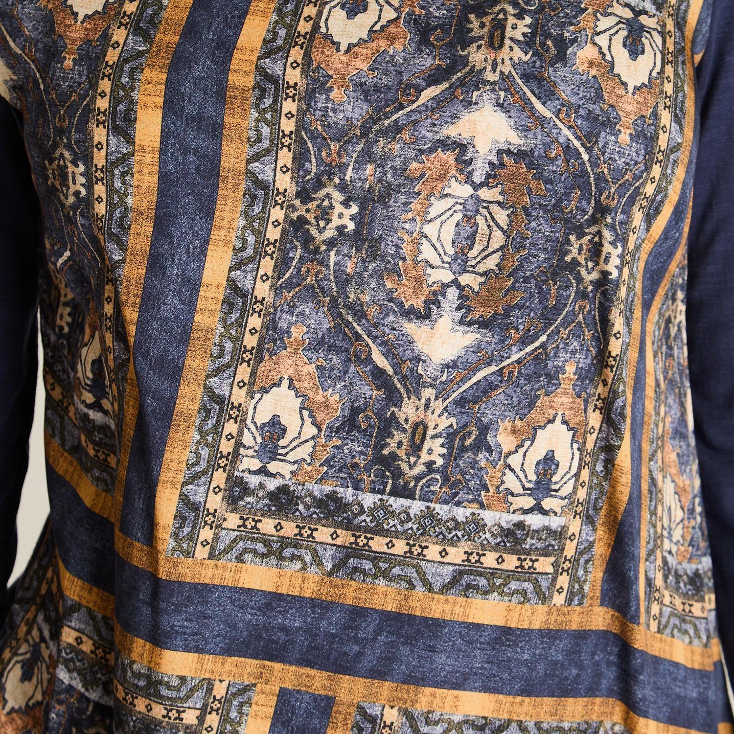 Polera Azul Mix Fabric Escote Redondo con Lurex-2