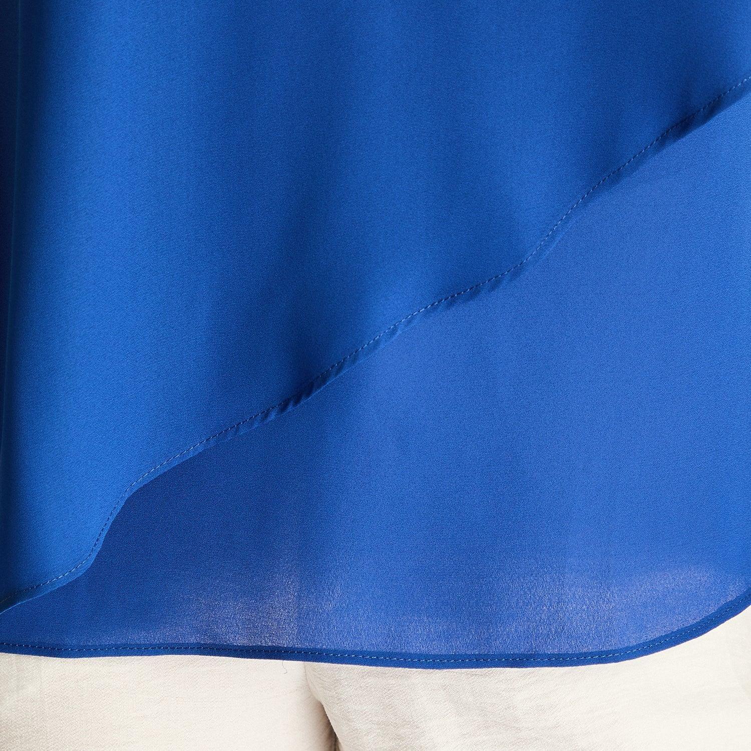 Blusa Azul Oscuro con Volante Asimétrico-2