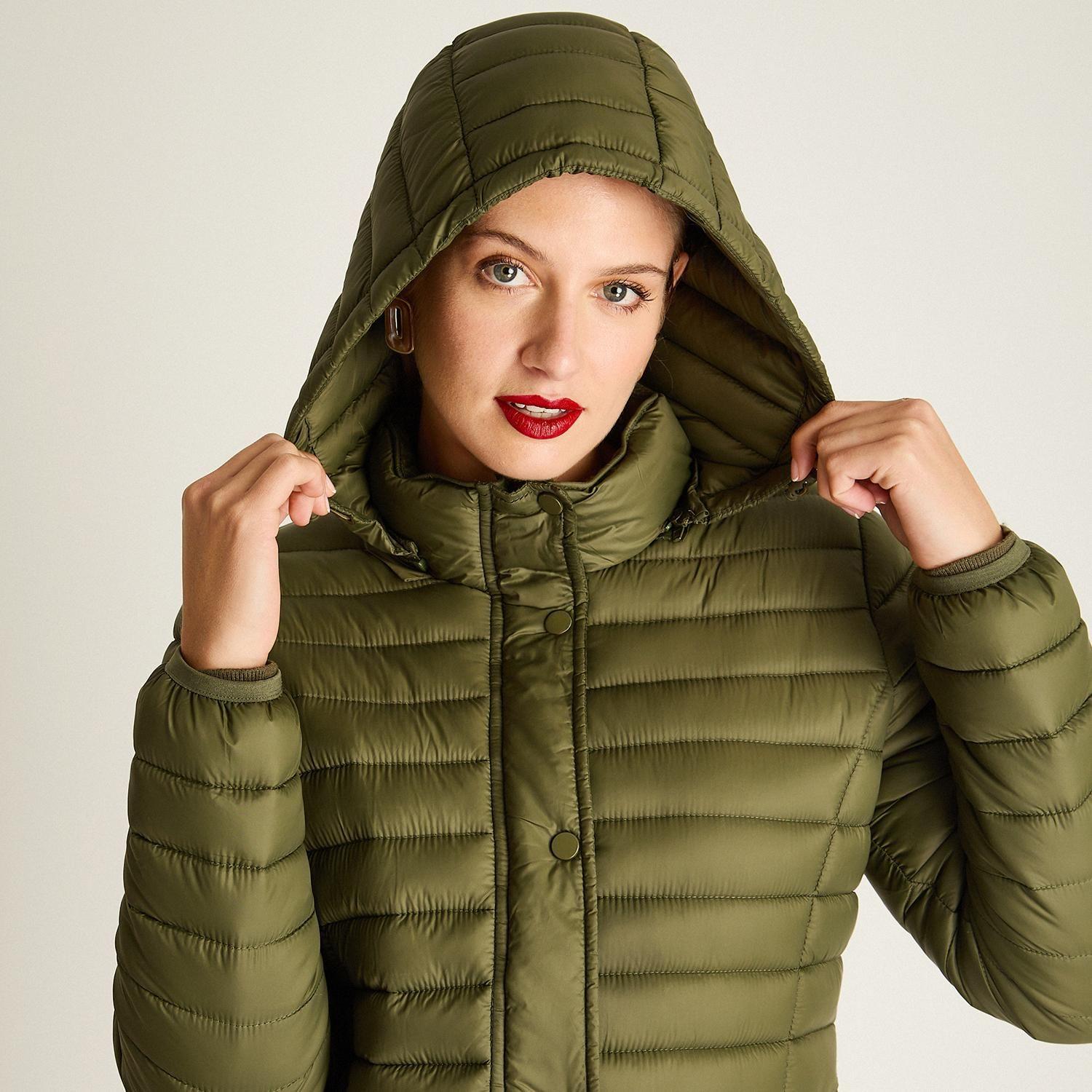 Parka Larga Verde con Diseño Quilted y Gorro Desmontable-2