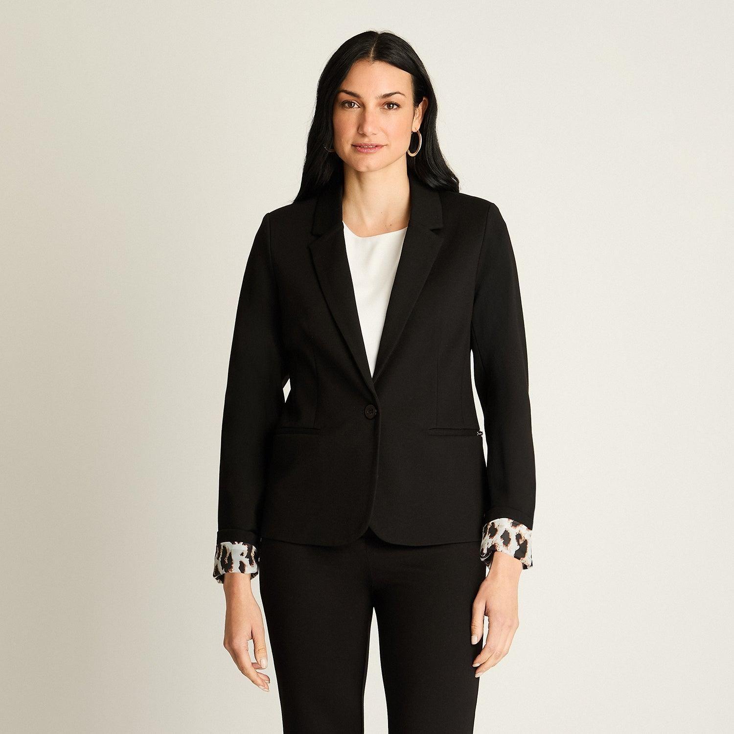 Blazer Negro con Detalle Animal Print-0