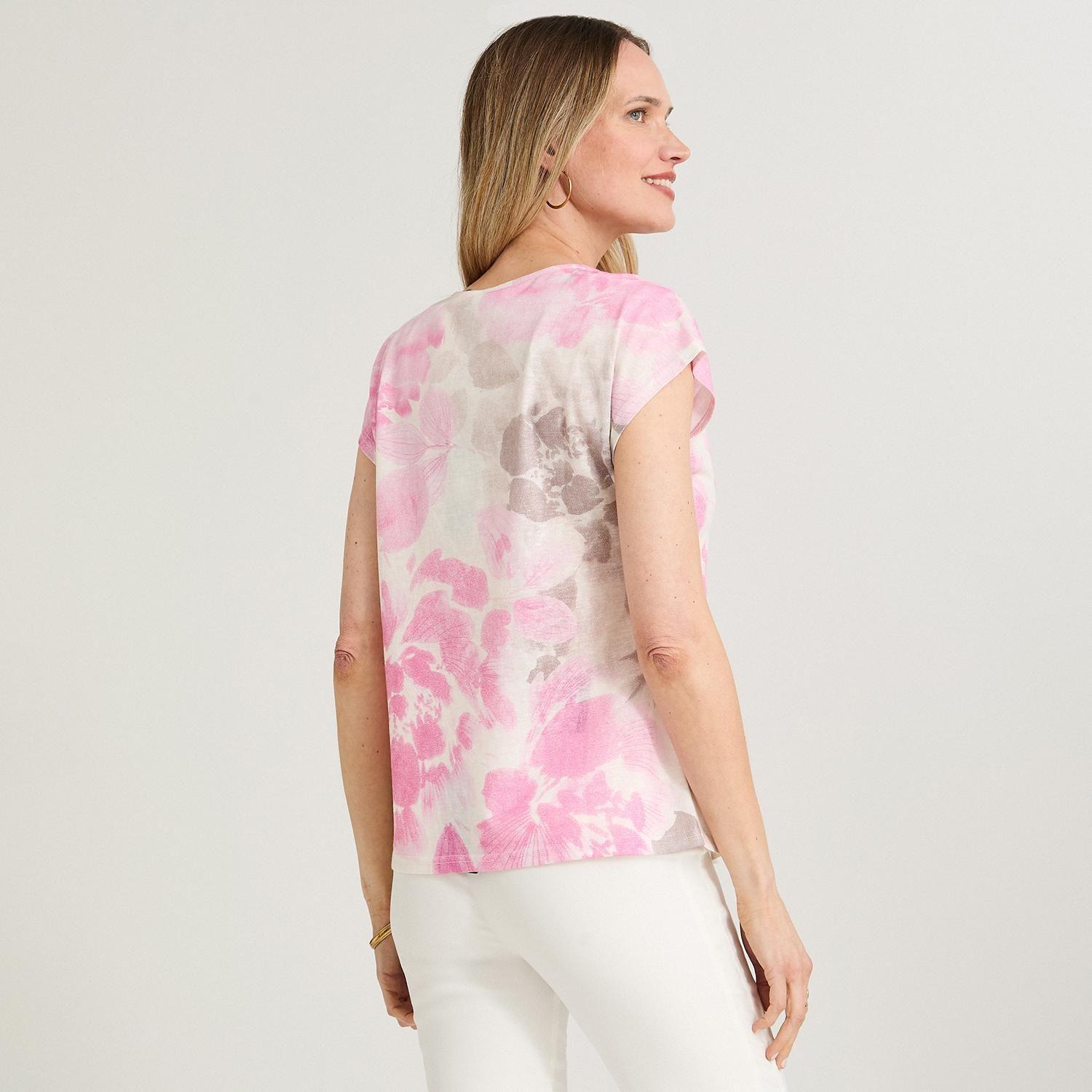Polera Slab Estampada con Aplicación Fucsia-1