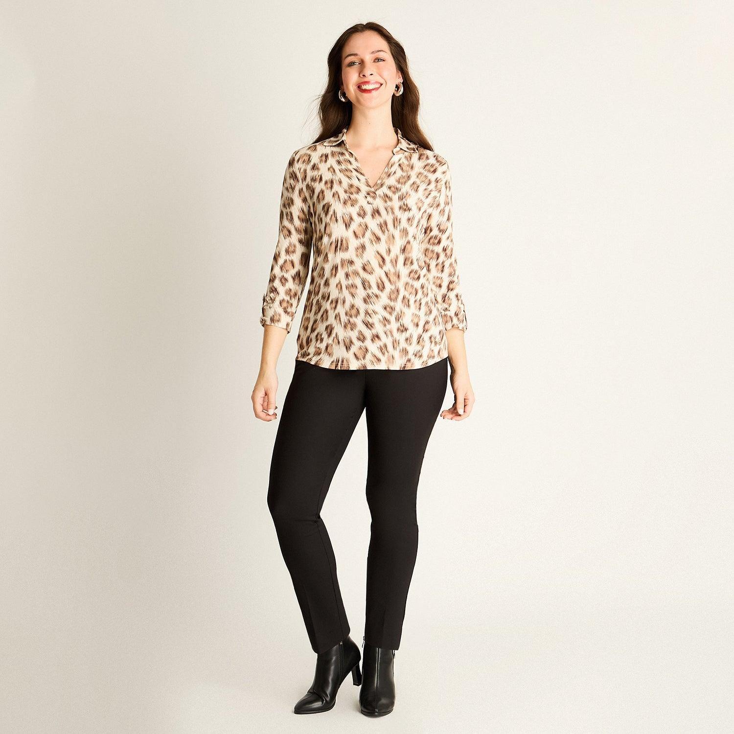 Polera Mujer Animal Print Café Lorenzo di Pontti-3