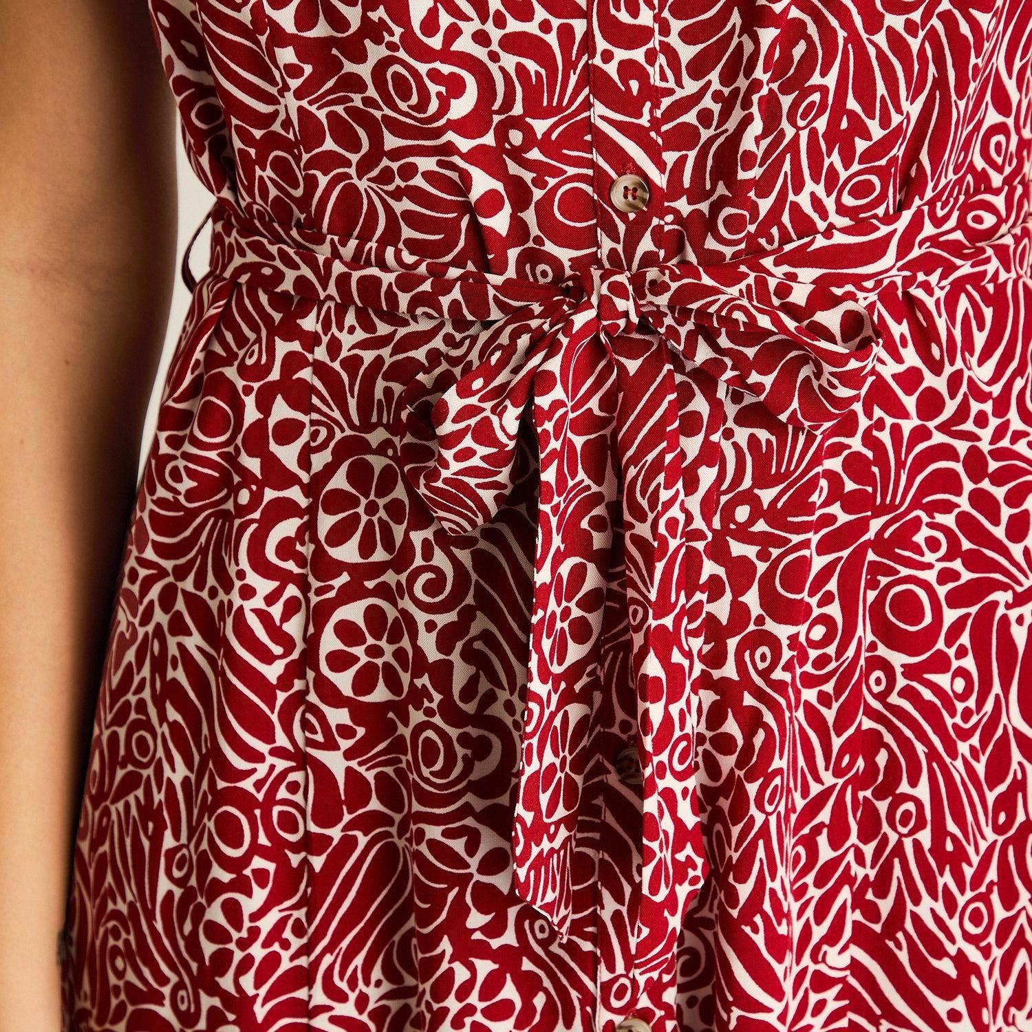 Vestido Midi Rojo No Elasticado Sin Forro Calce Normal-2