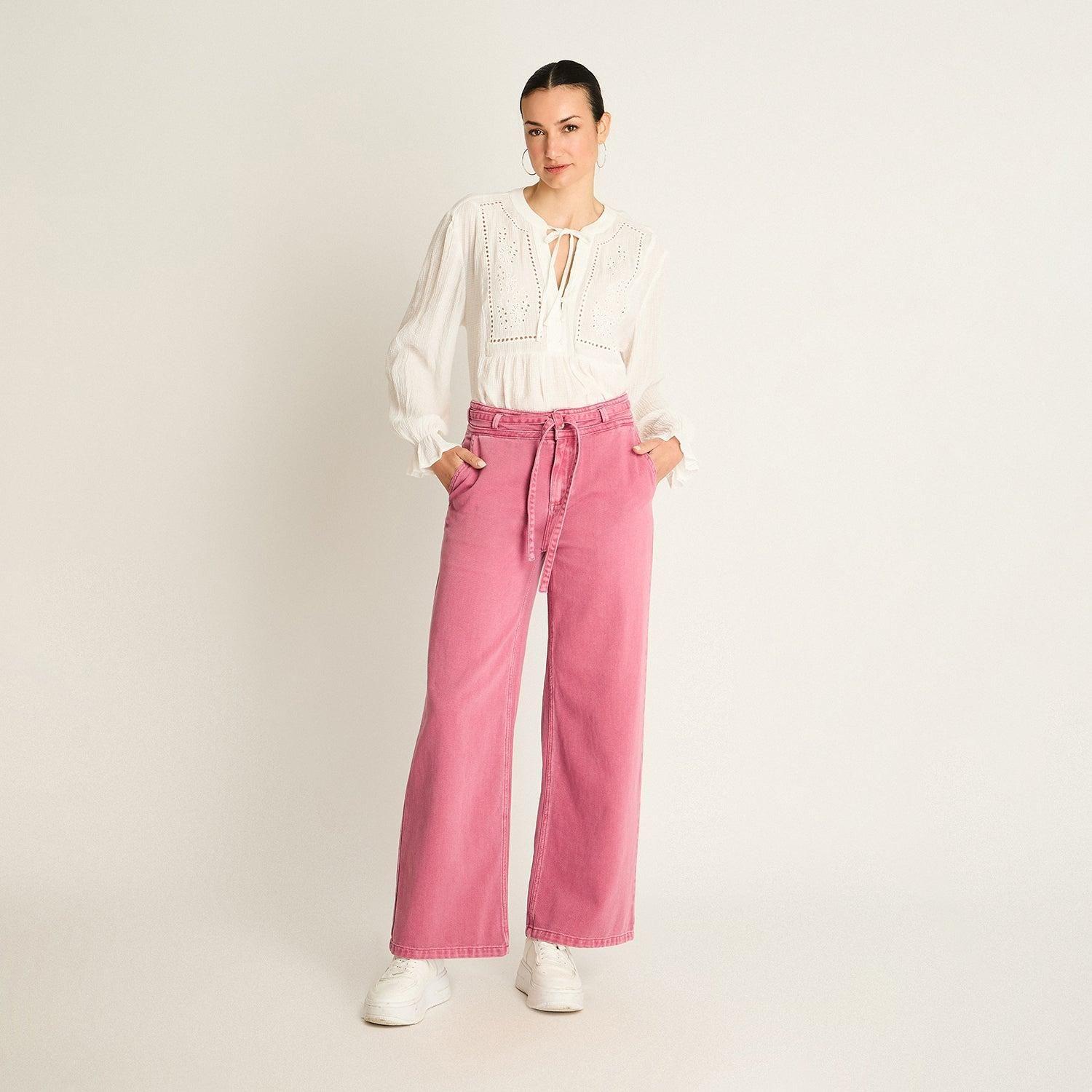 Pantalon Palazzo Lyocell Rosa-3