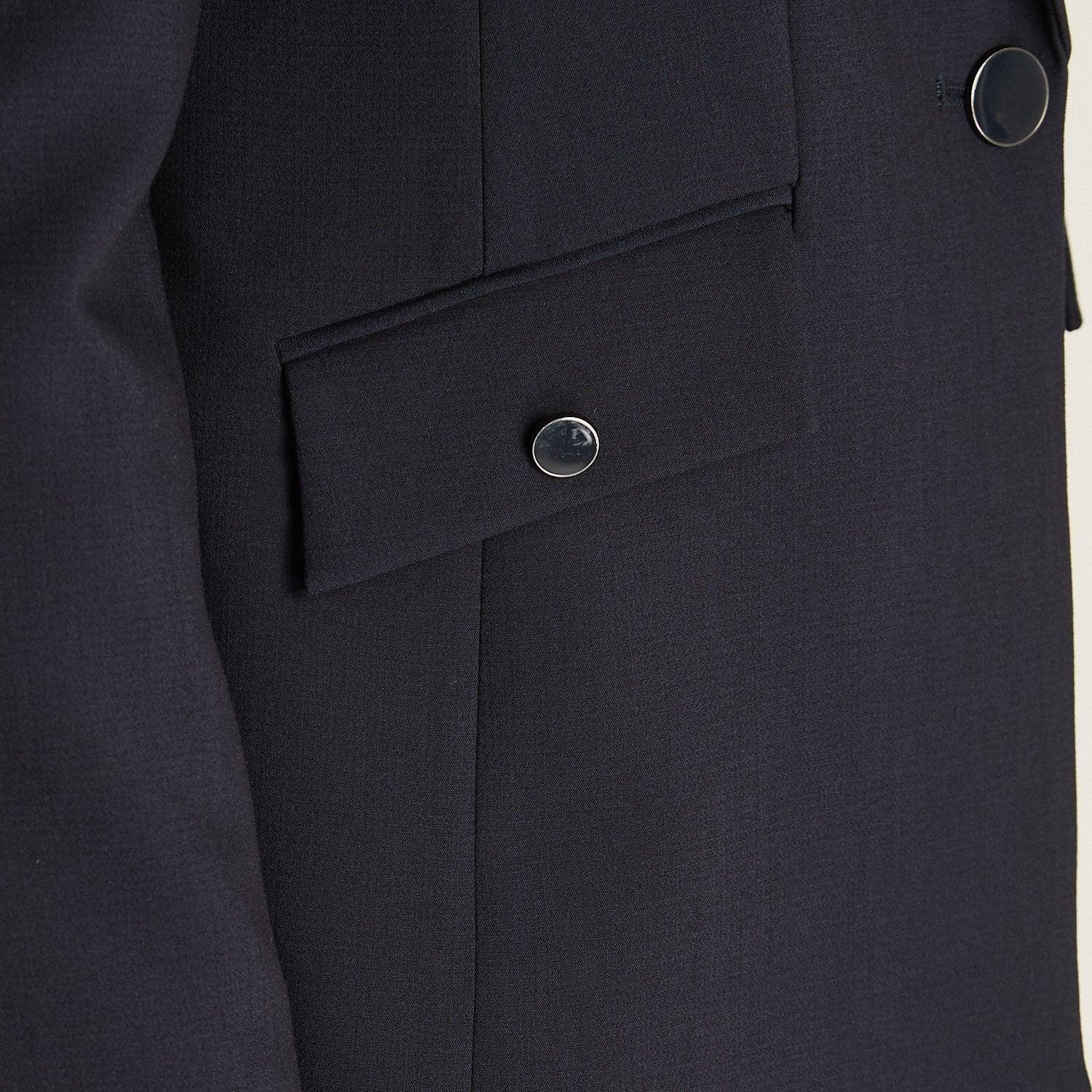 Blazer Azul Manga Larga Elasticidad Nula Con Forro Calce Normal Tela Plano-2