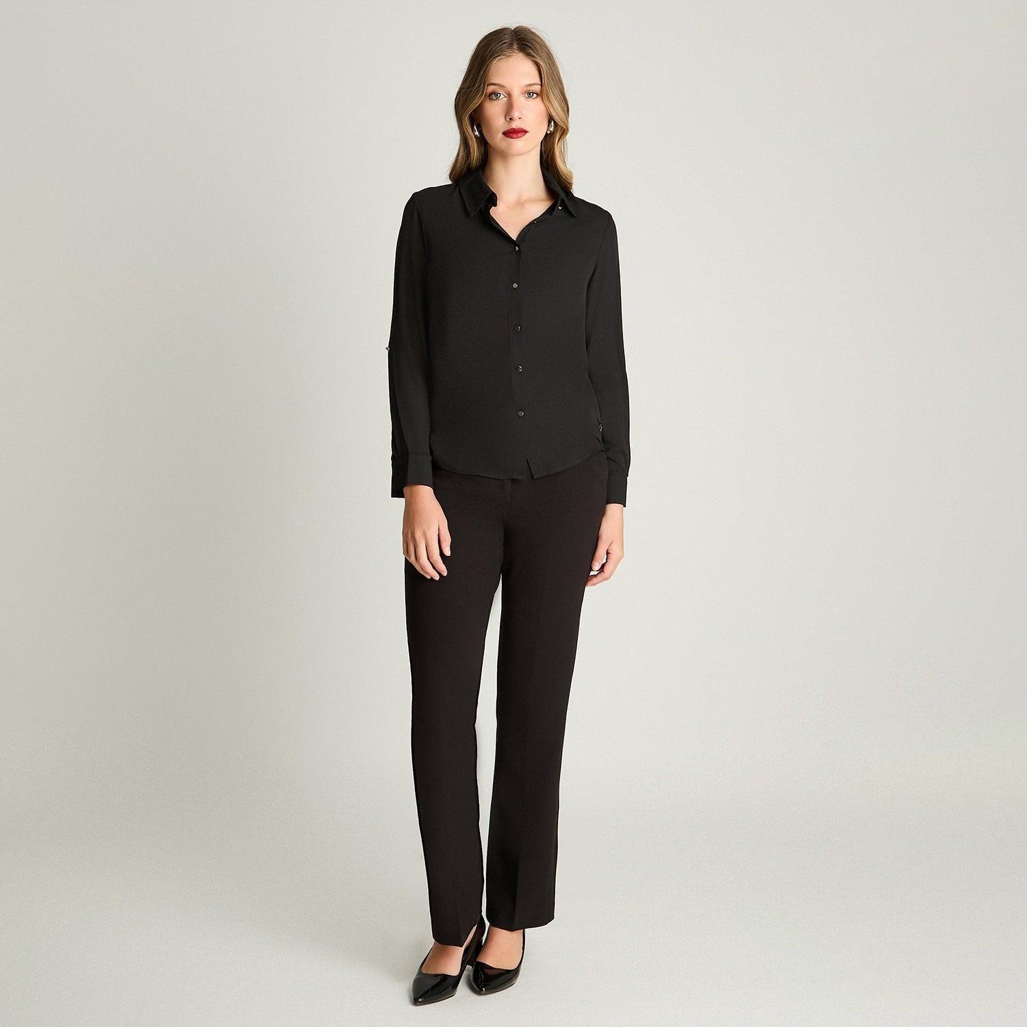 Blusa Camisera Manga Larga Negro-2
