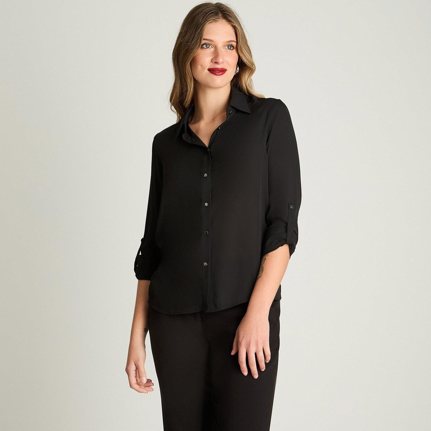Blusa Camisera Manga Larga Negro-4