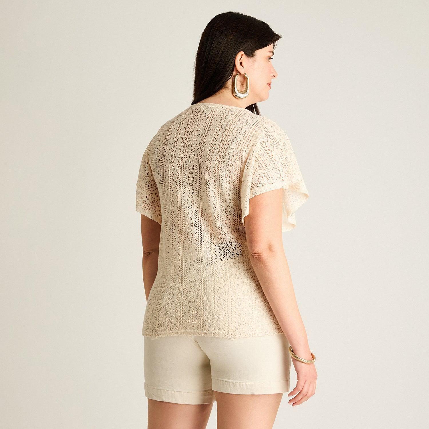 Polera Arena Manga Corta No Elasticado Sin Forro Calce Normal-1