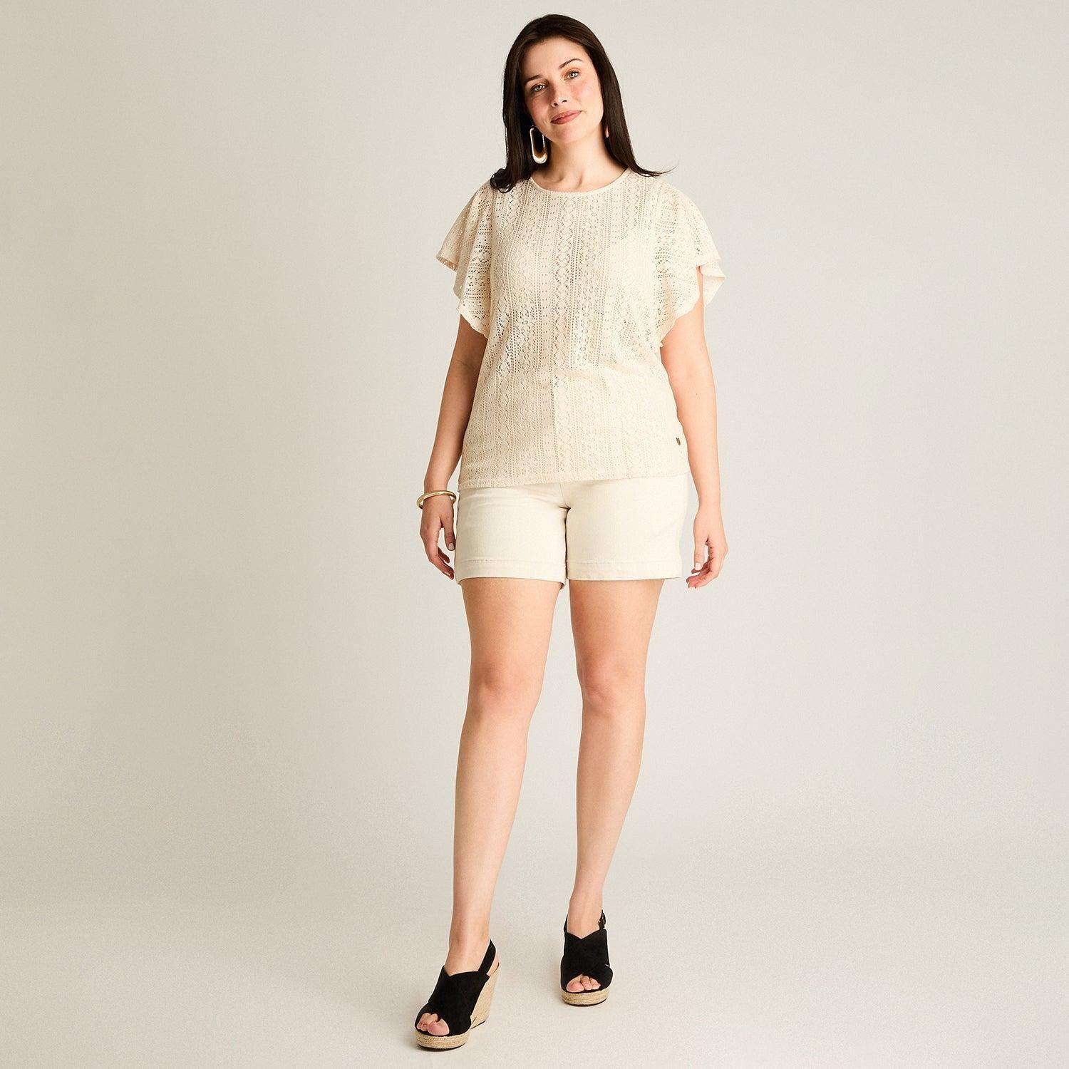 Polera Arena Manga Corta No Elasticado Sin Forro Calce Normal-3