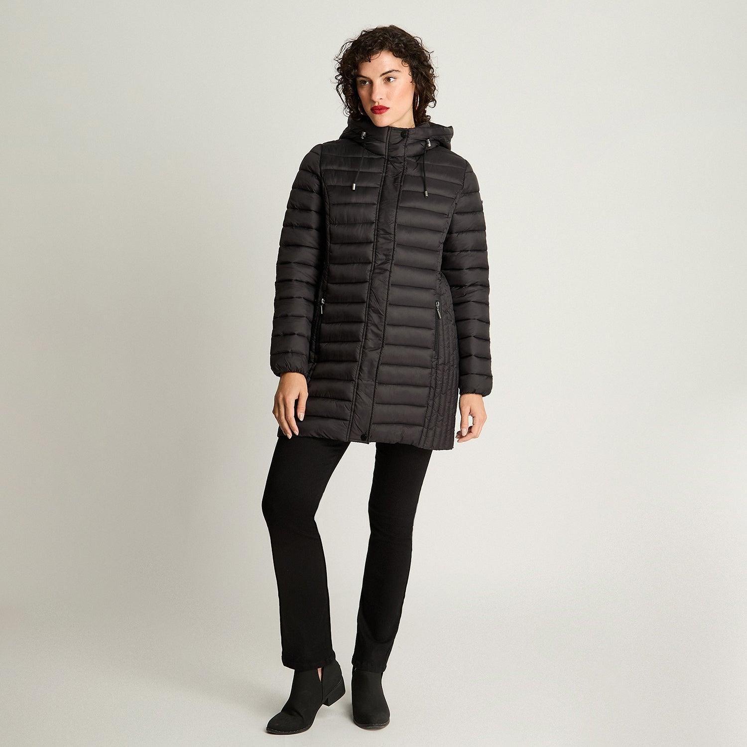 Parka Manga Larga Basica Larga Negro-2