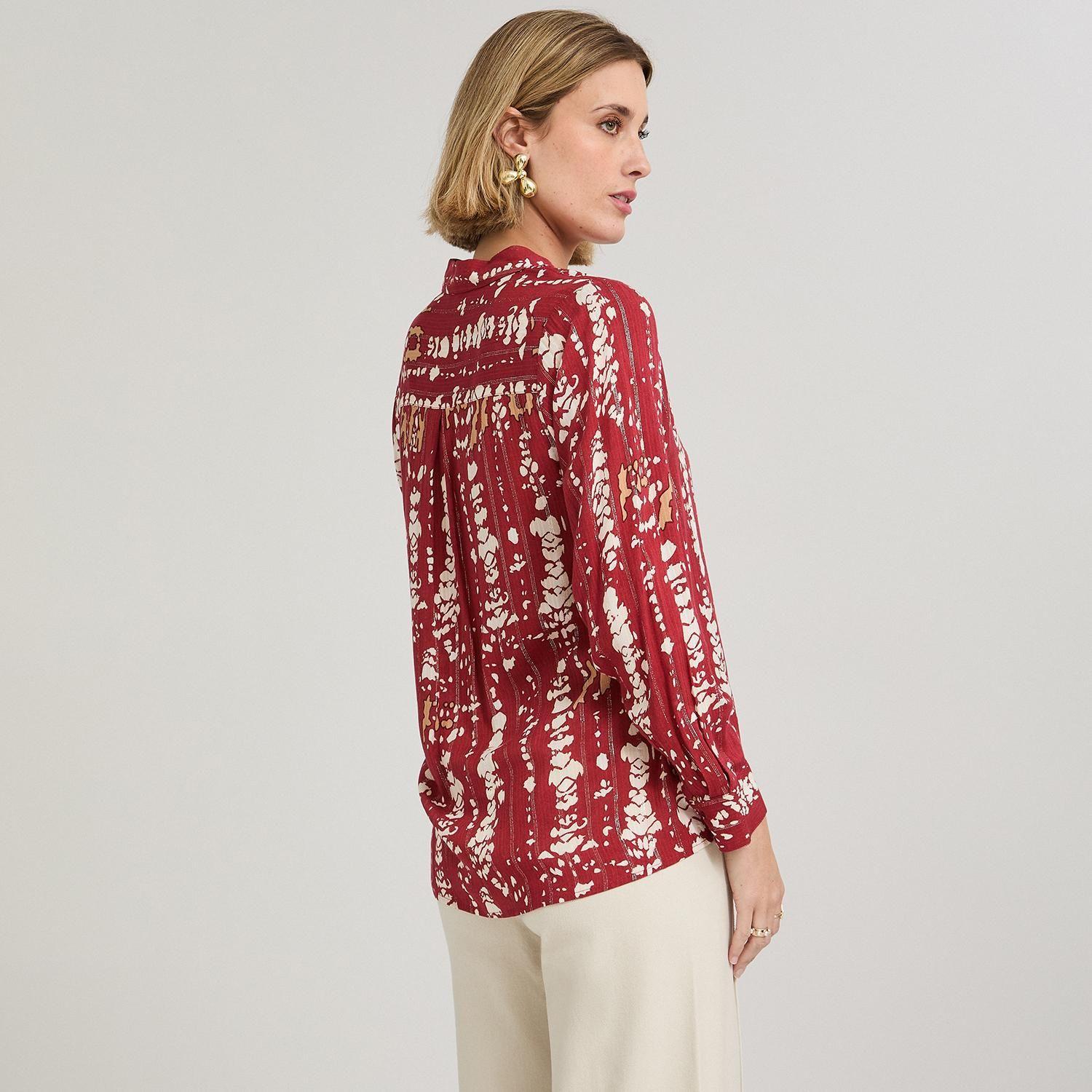Blusa Manga Larga Print con Lurex Terracota-1