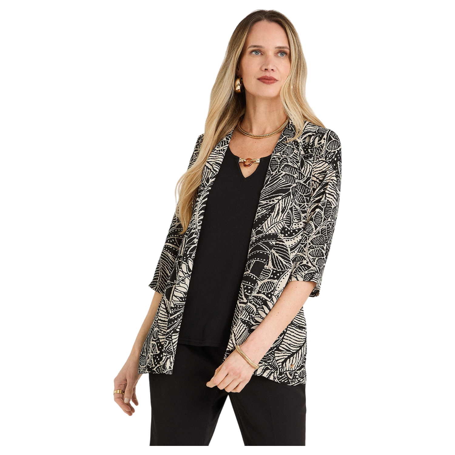 Blusa Twin Set Manga 3/4 con Tapado Negro-0
