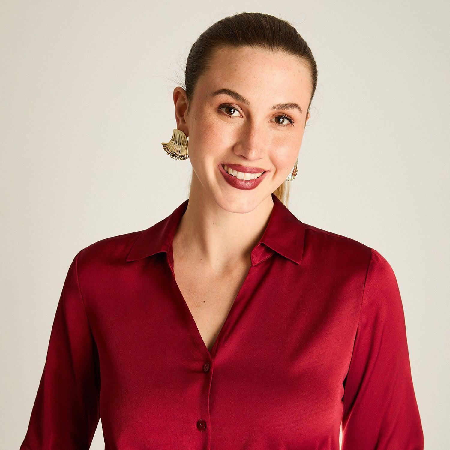 Blusa Camisera Roja Satin Básica-2