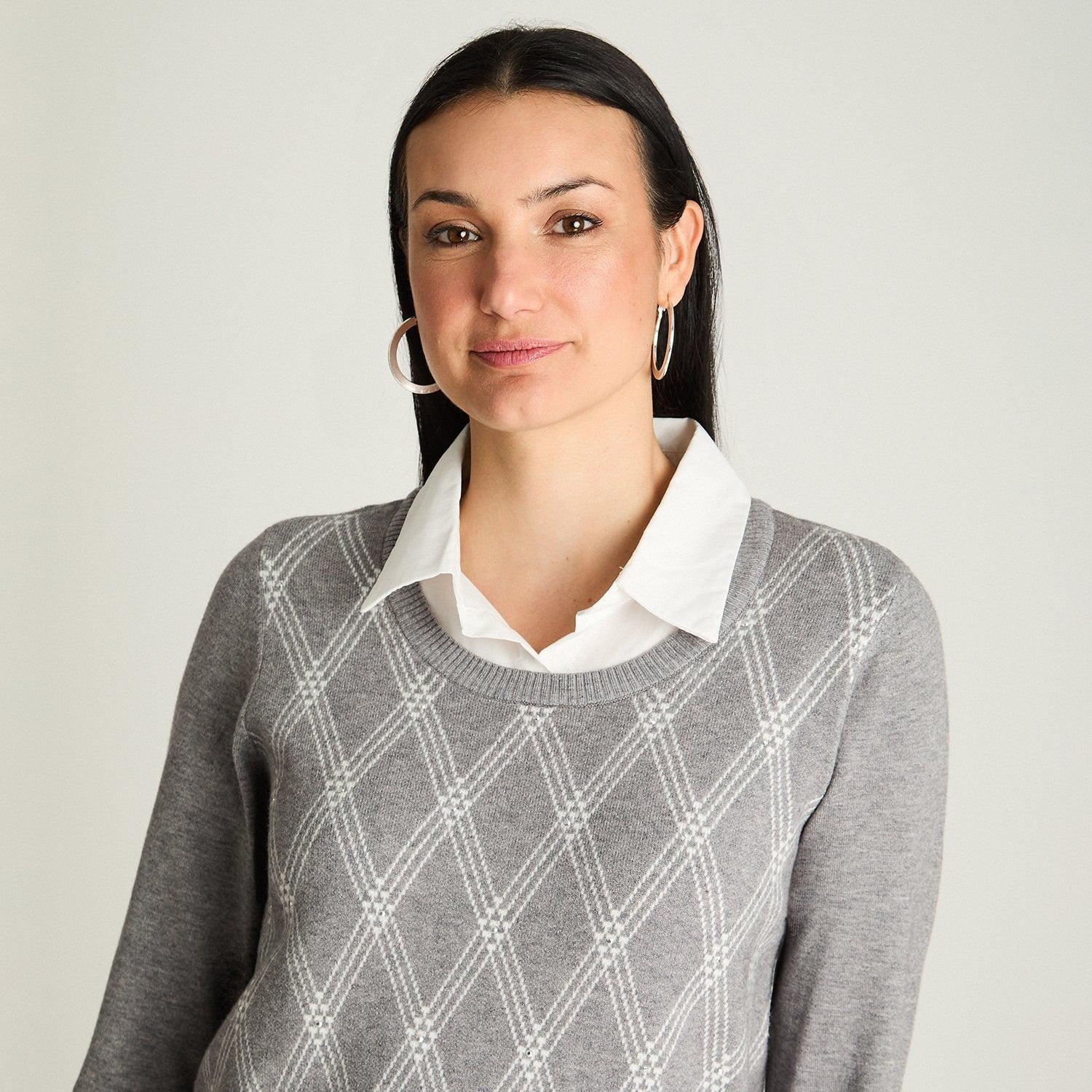 Sweater Manga Larga Twin Set Camisero Gris-2