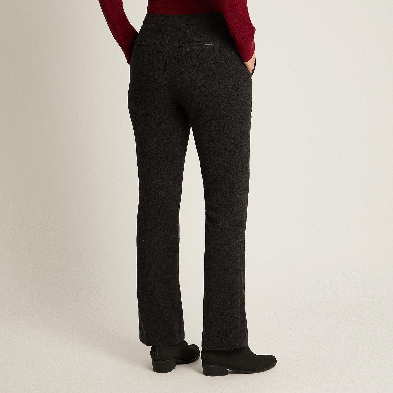 Pantalón Recto De Lana Gris Oscuro-1