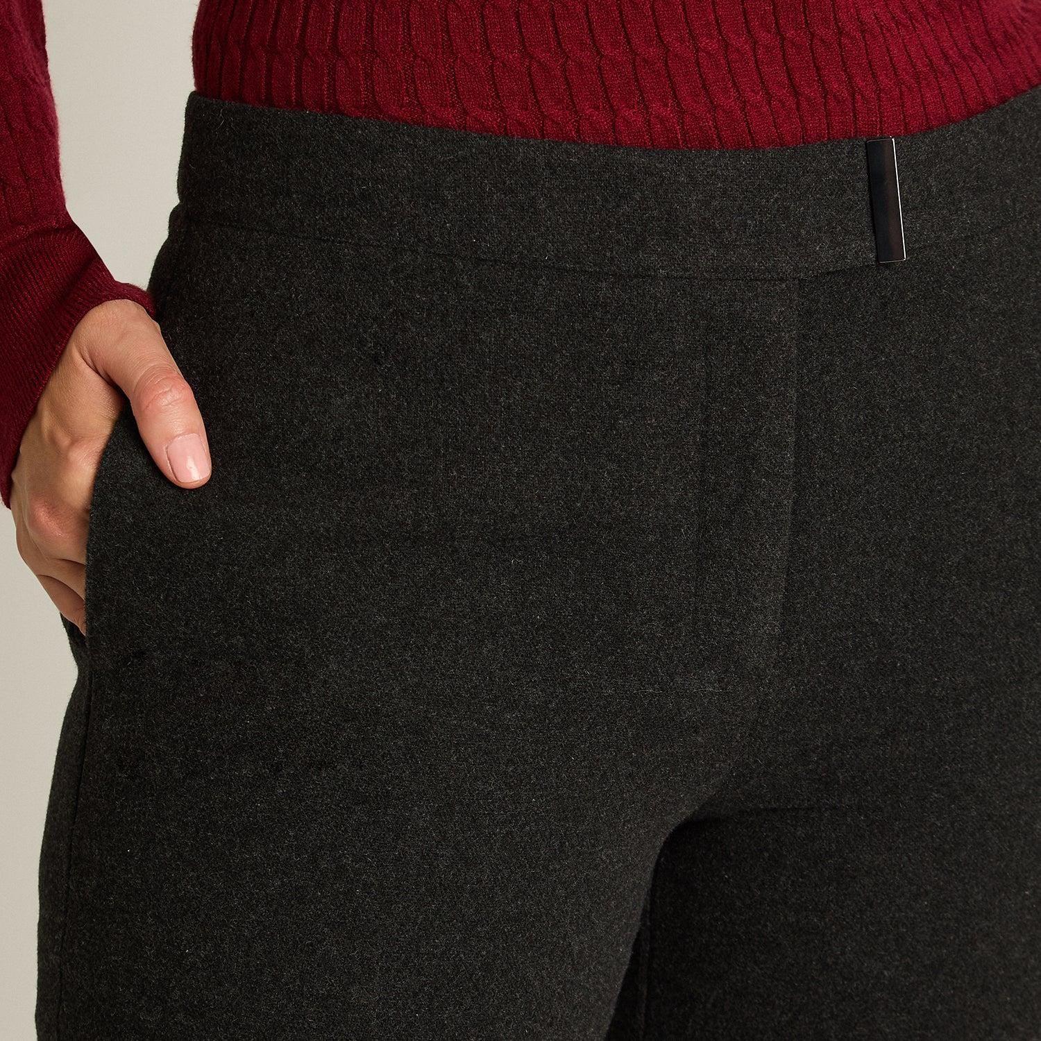 Pantalón Recto De Lana Gris Oscuro-2