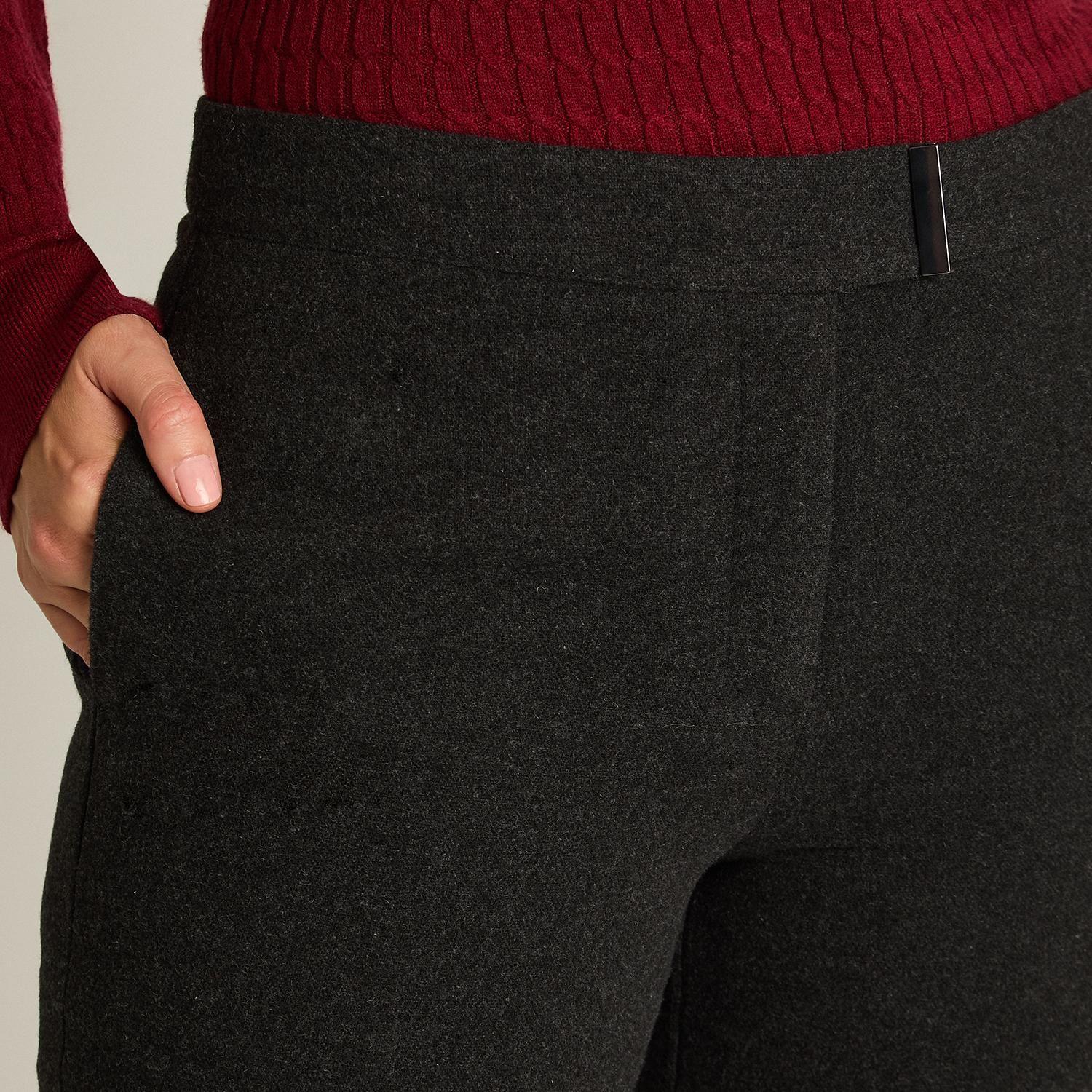 Pantalón Recto De Lana Gris Oscuro-2