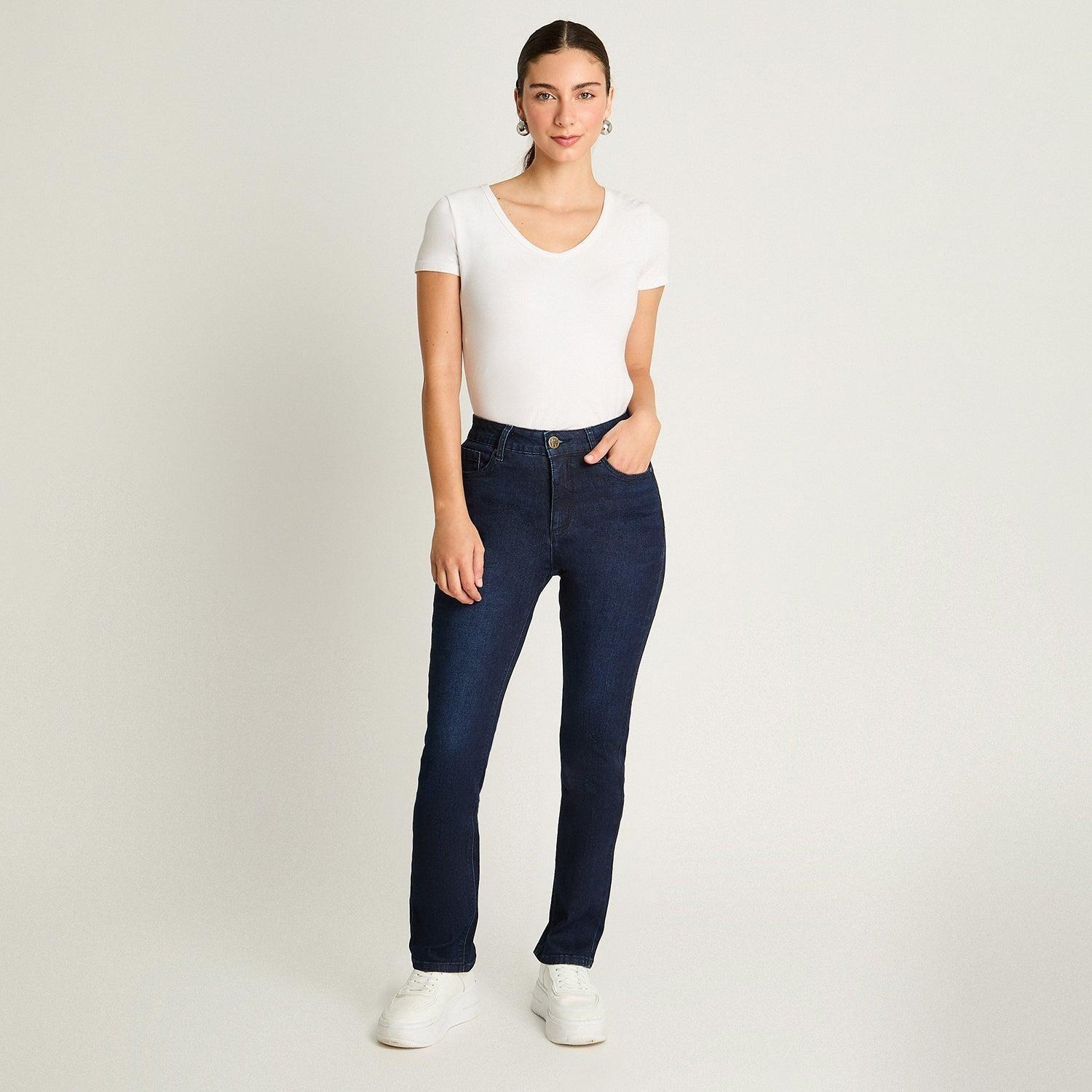 Jeans Recto 5 Bolsillos Azul-3