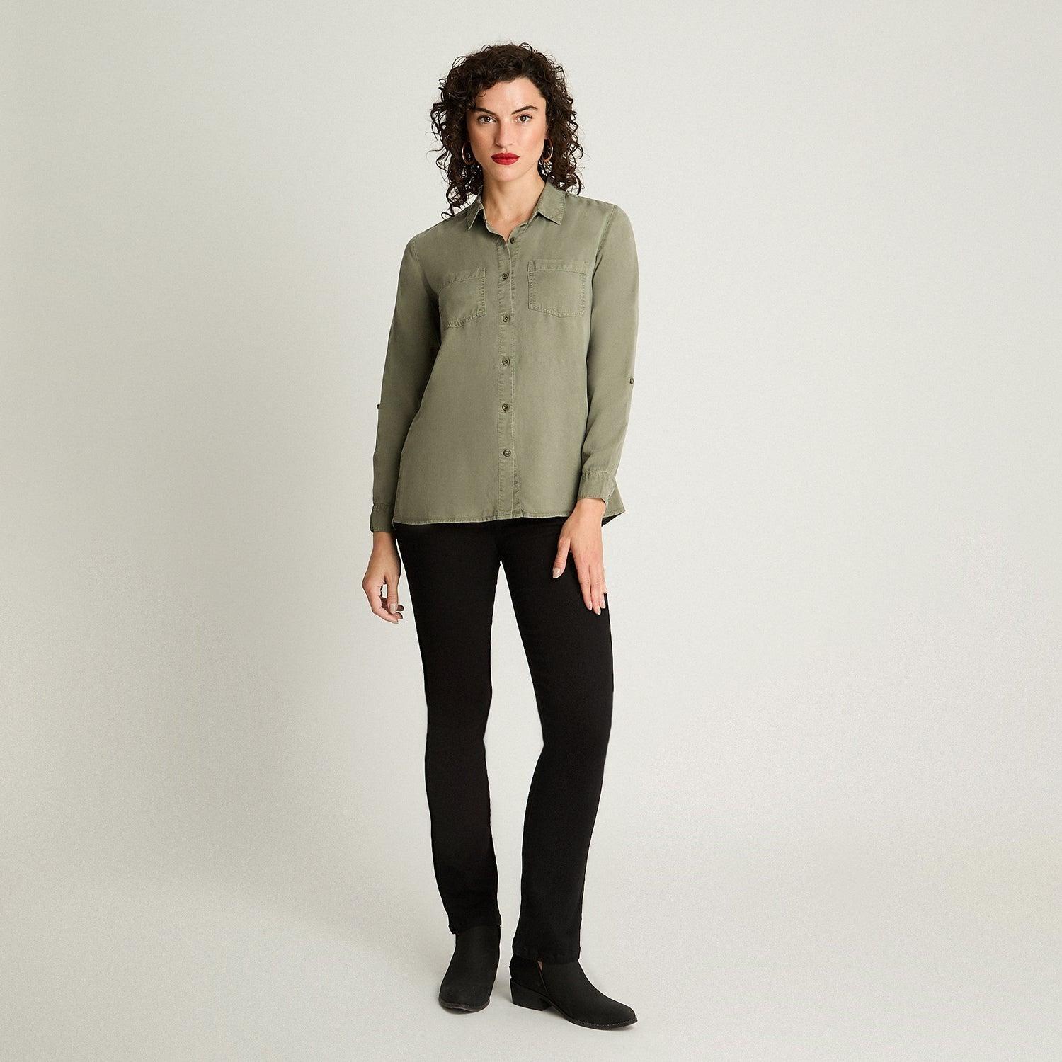 Blusa Manga Larga Lyocell Color Verde-3