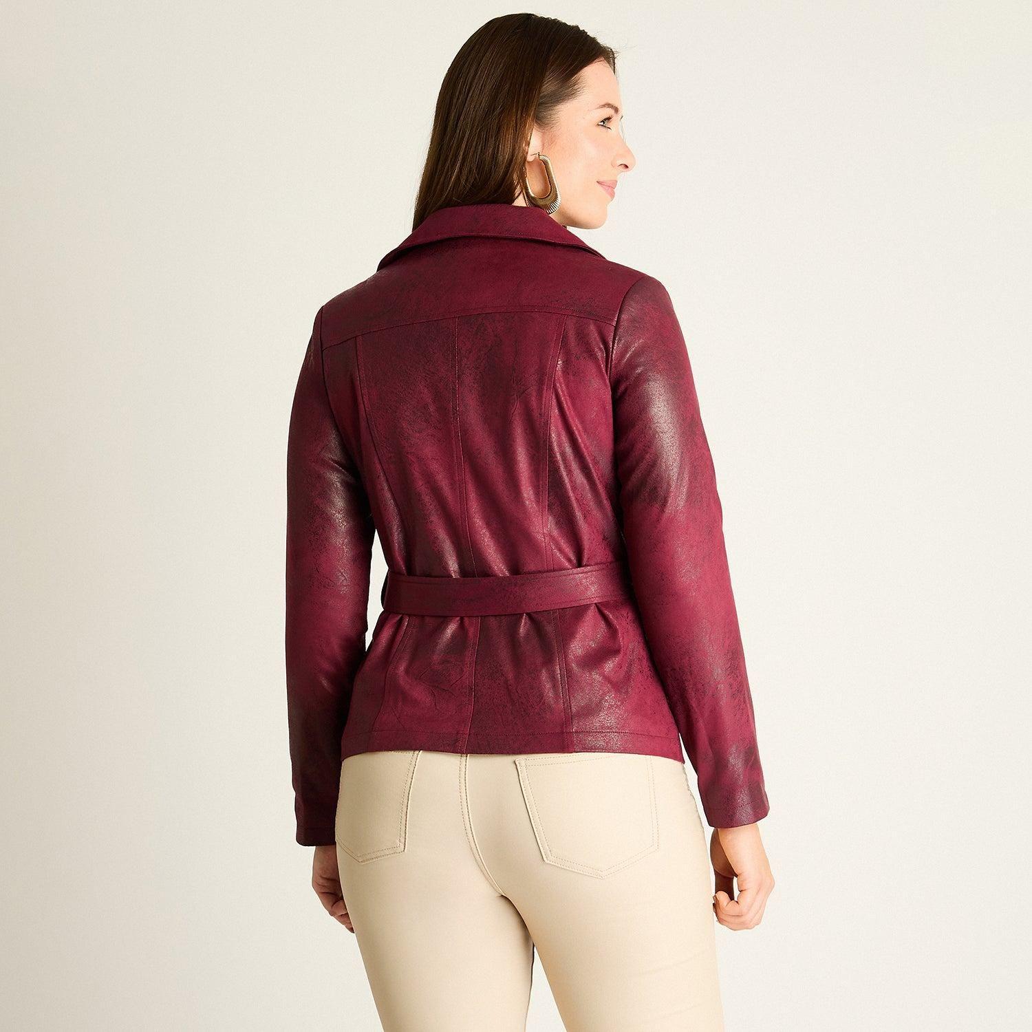 Chaqueta Burdeo con Cierres Decorativos-1
