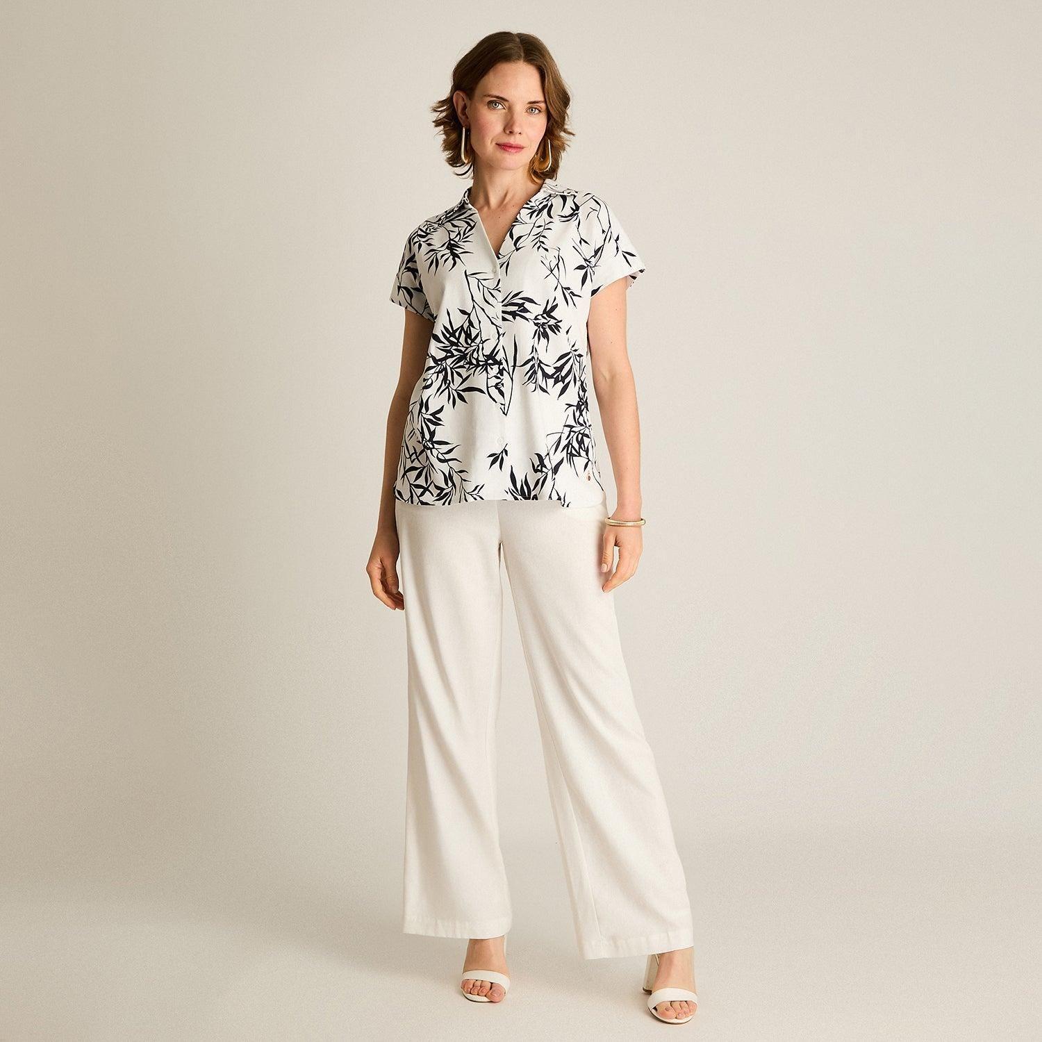 Blusa Azul Estilo Fresco y Estampado Floral-3