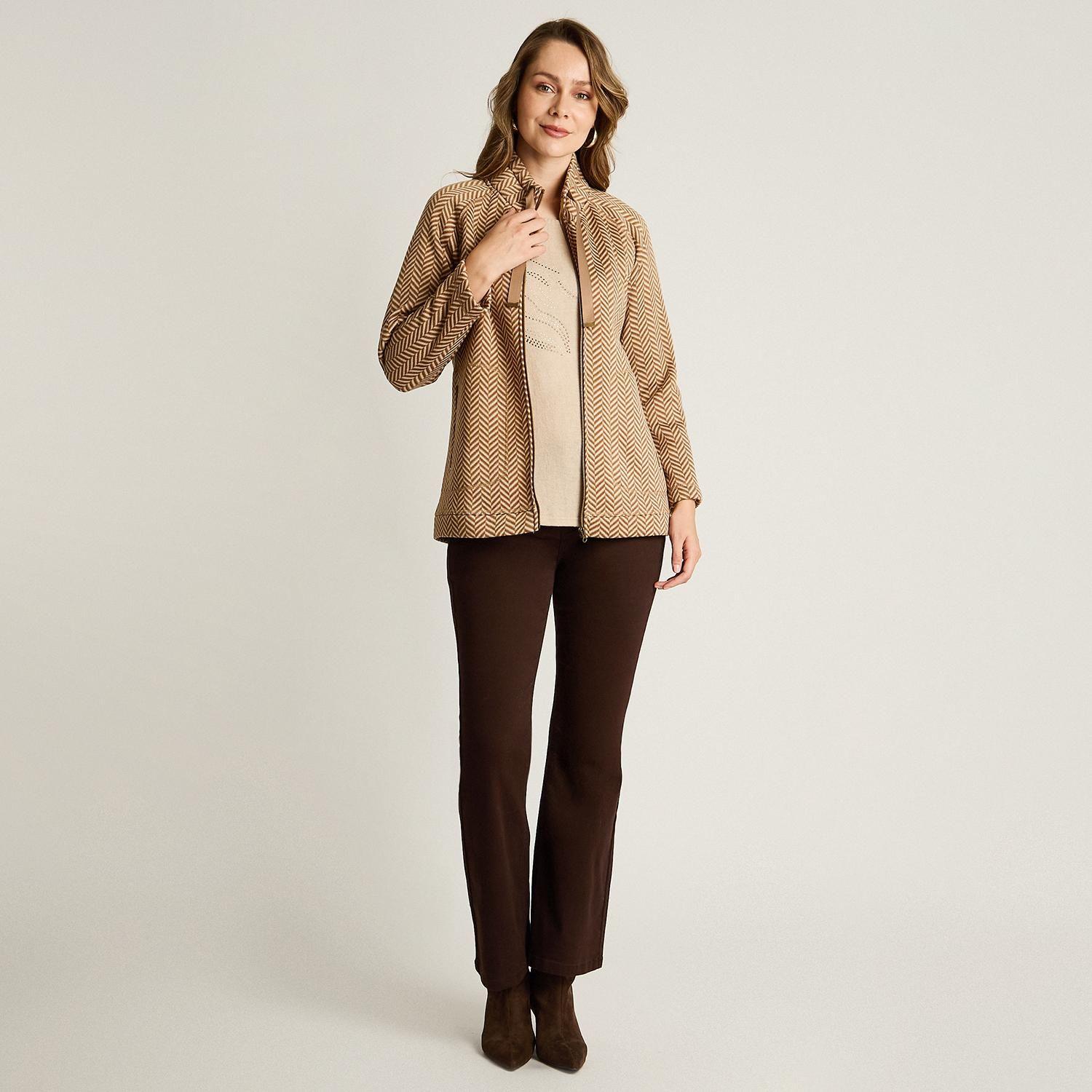 Polerón Soft Shell Camel con Estampado Espiga y Forro Fleece-3