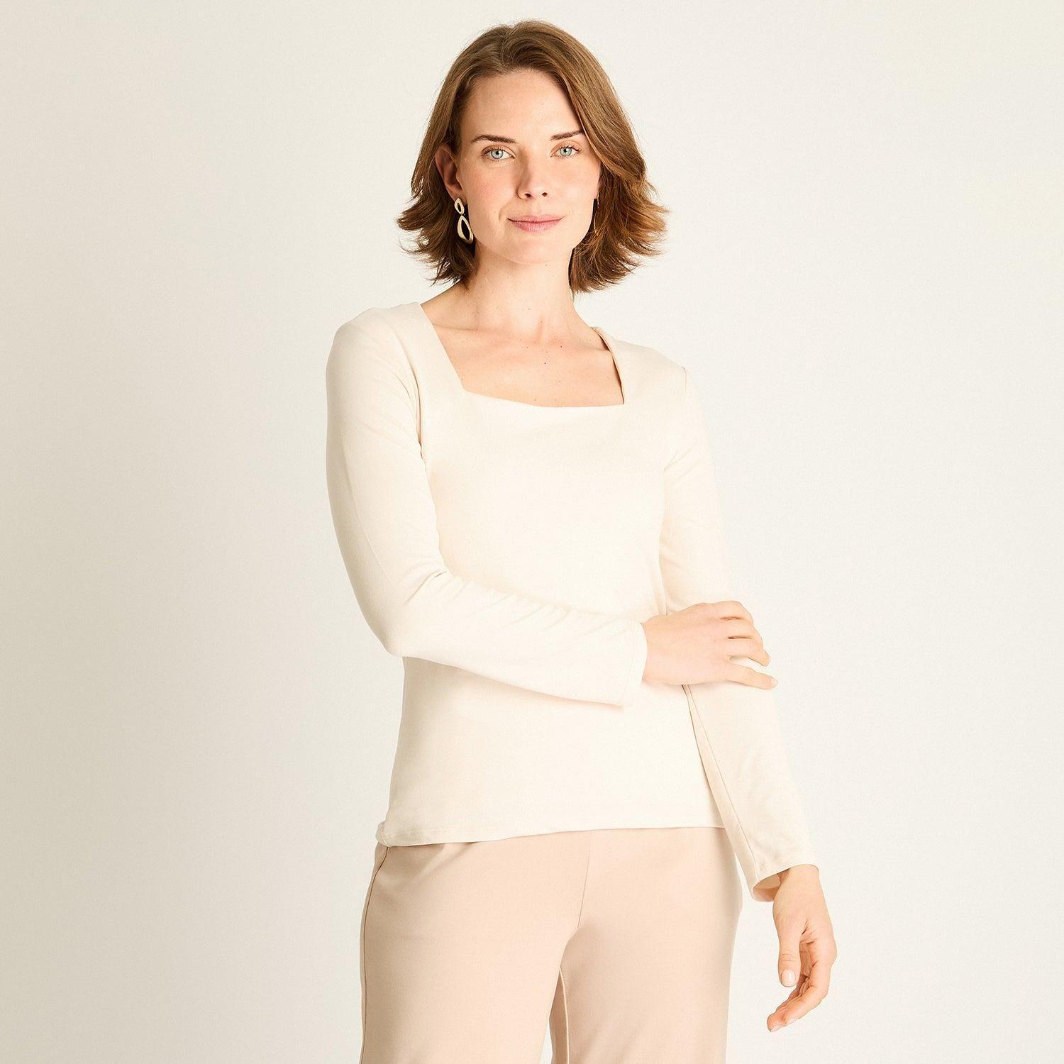 Polera Arena Cuello Cuadrado-7