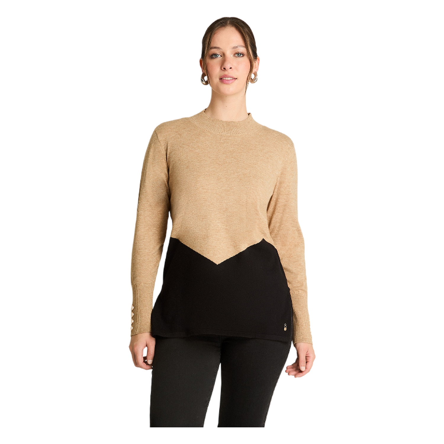 Sweater Manga Larga Bitono Camel-0
