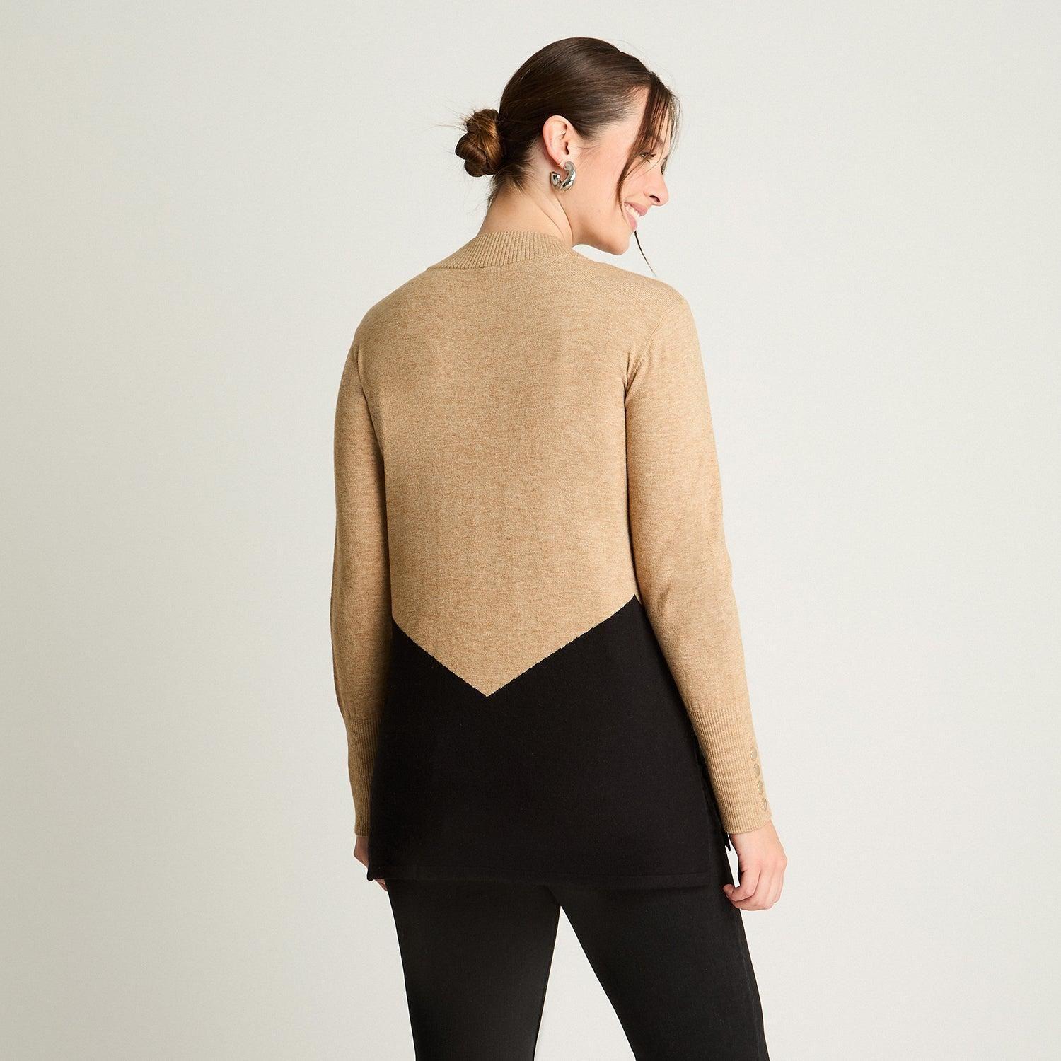 Sweater Manga Larga Bitono Camel-1
