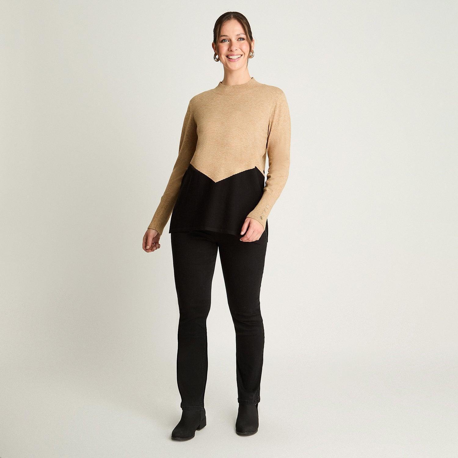 Sweater Manga Larga Bitono Camel-3