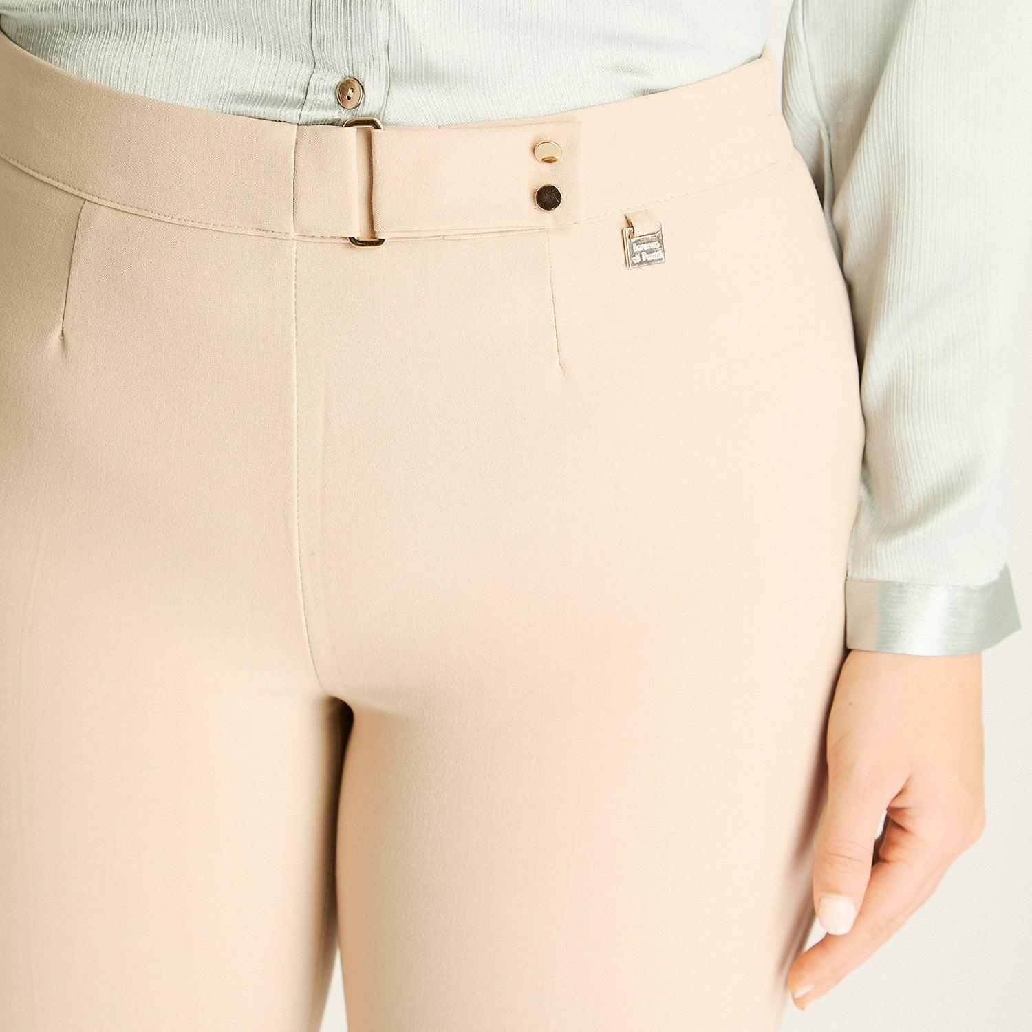 Pantalón Formal Beige Corte Recto-2