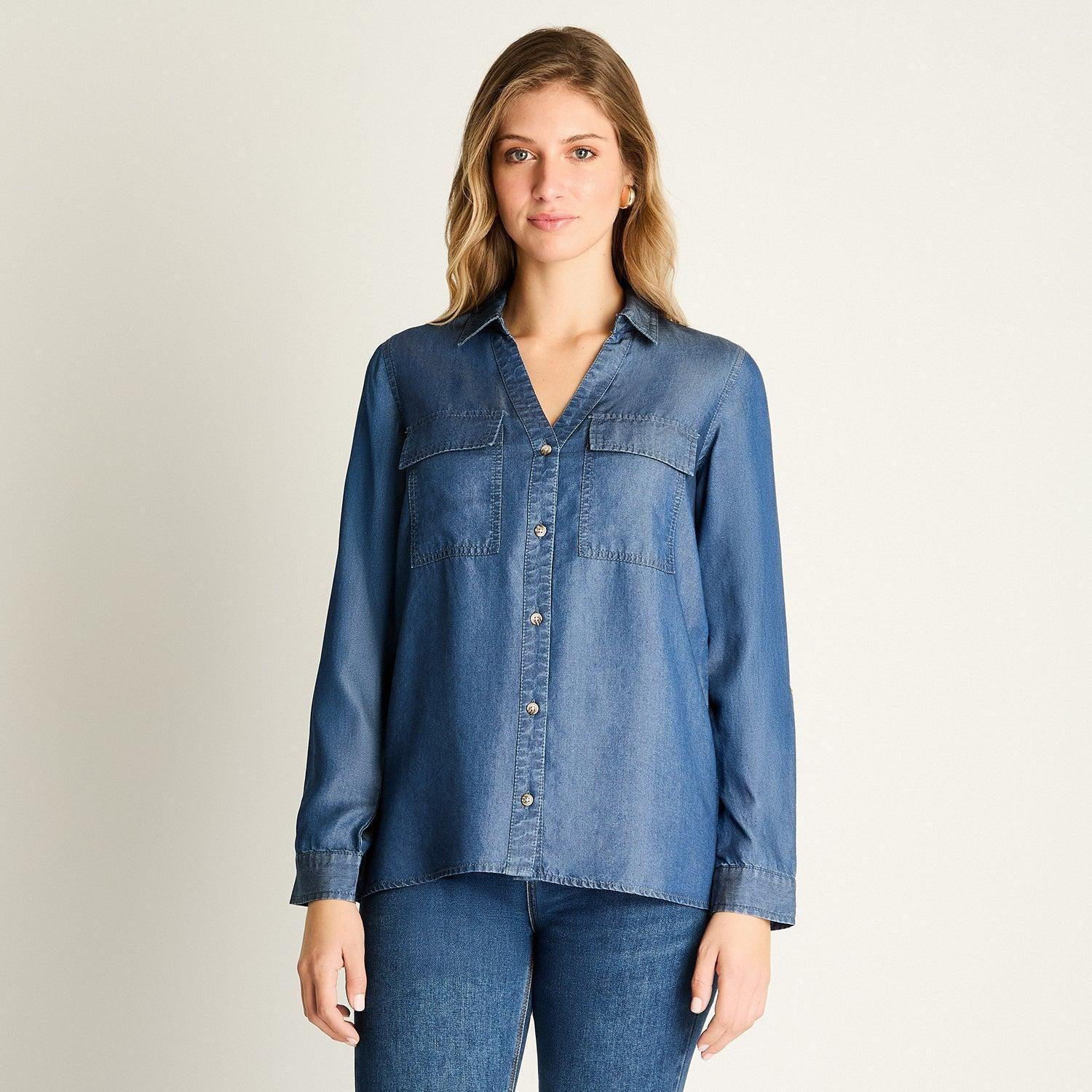 Blusa Azul de Lyocell-0