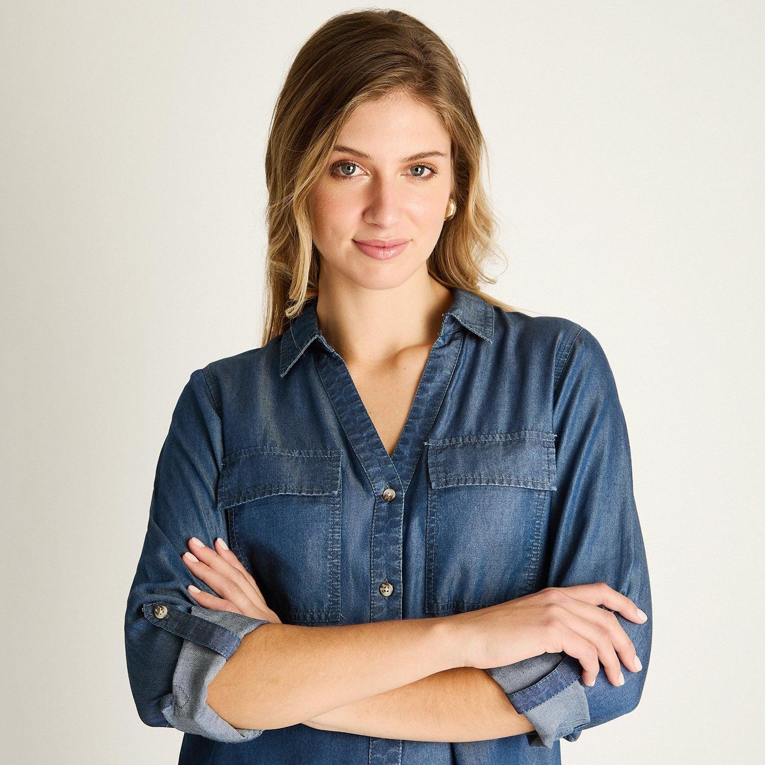 Blusa Azul de Lyocell-2