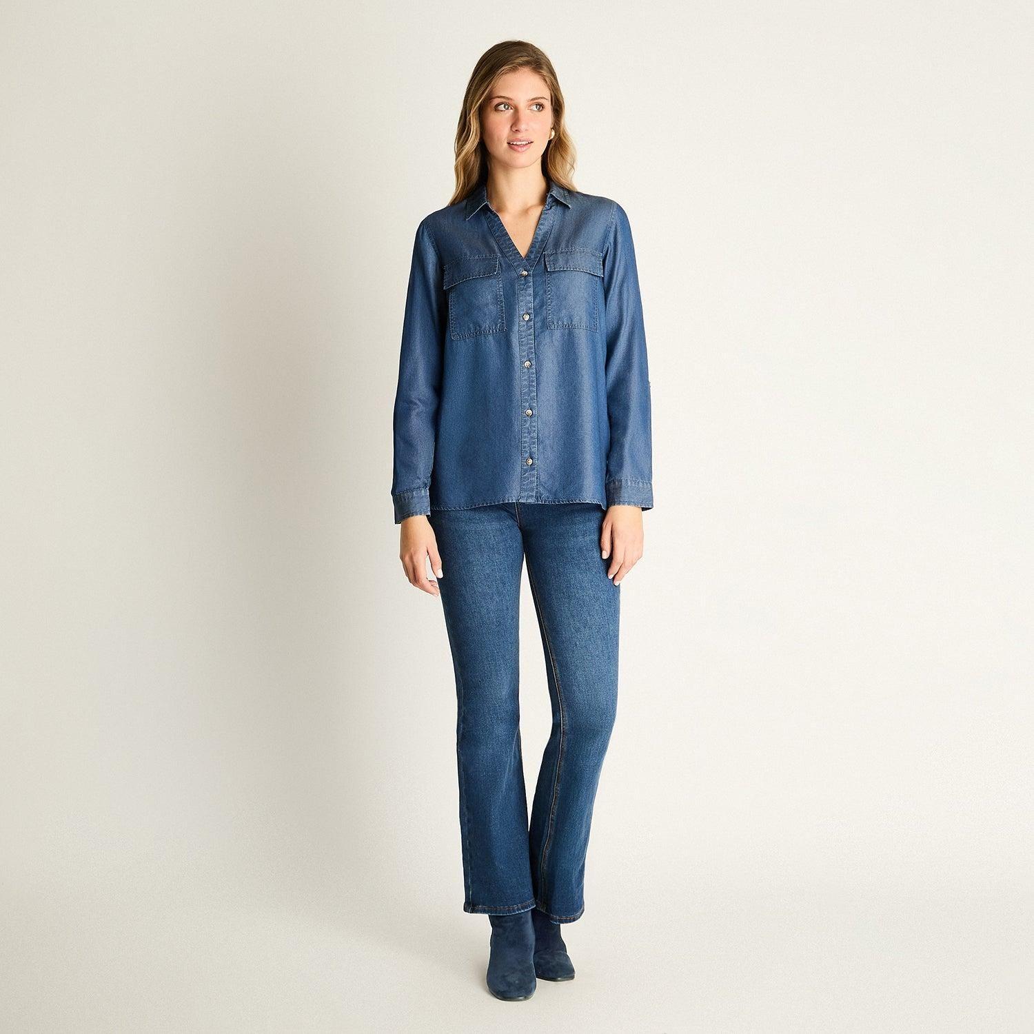 Blusa Azul de Lyocell-3
