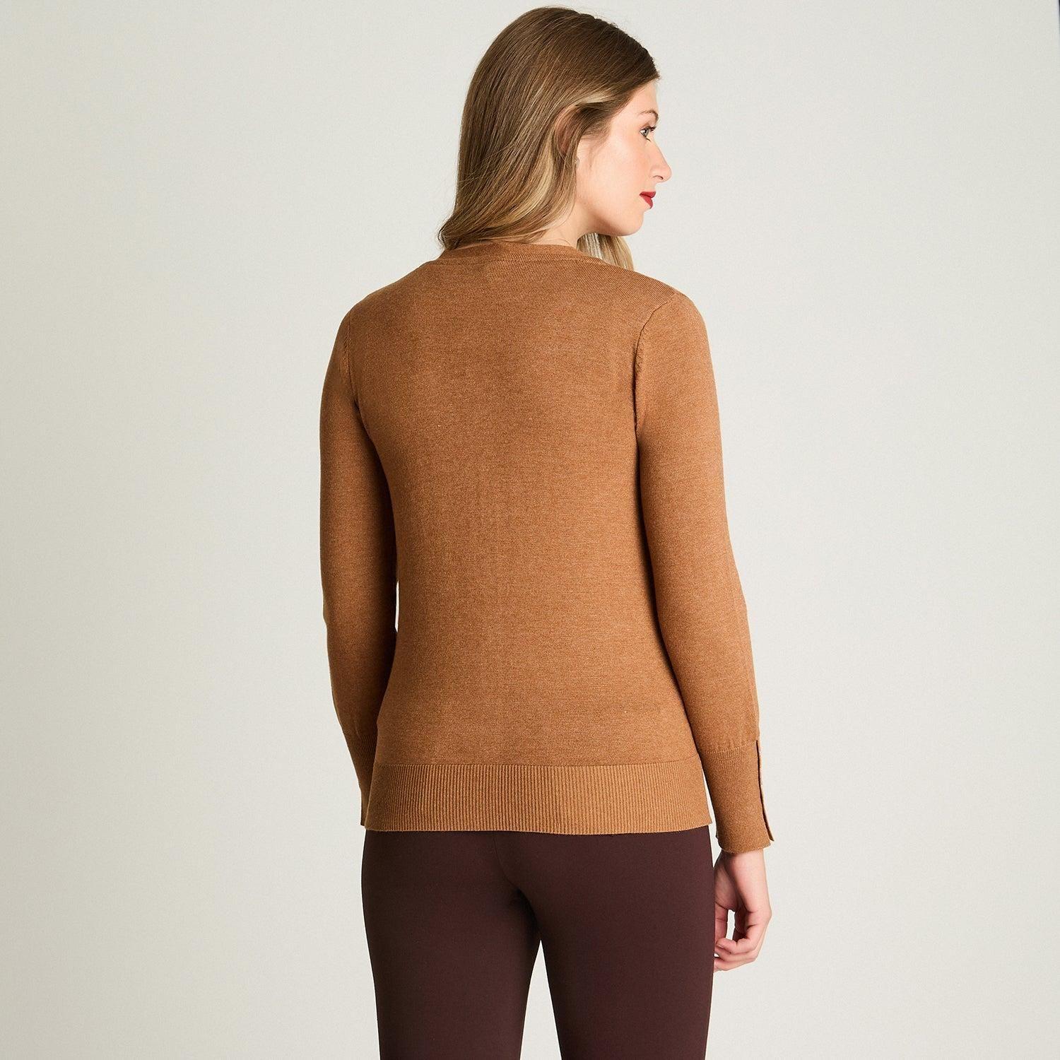 Cardigan Manga Larga Camel-1