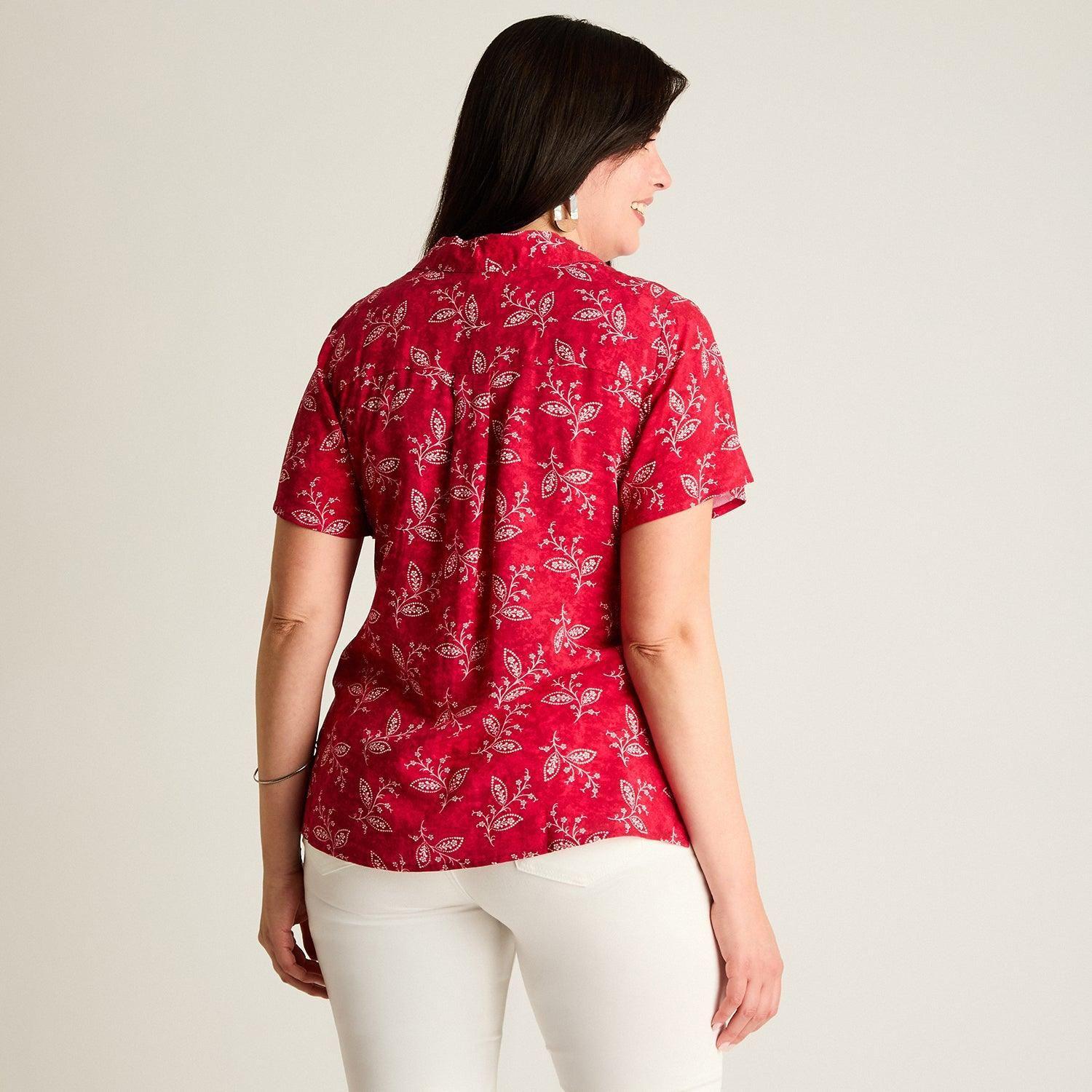 Blusa Rojo Manga Corta No Elasticado Sin Forro Calce Normal-1