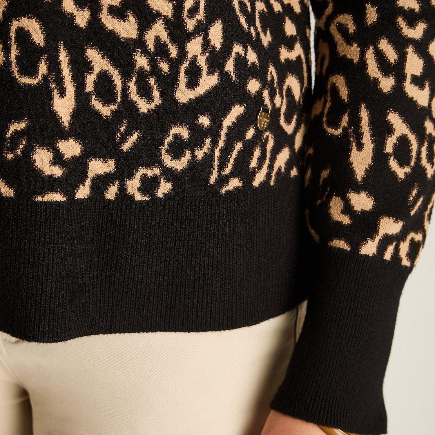 Sweater Animal Print Negro Escote Redondo-2