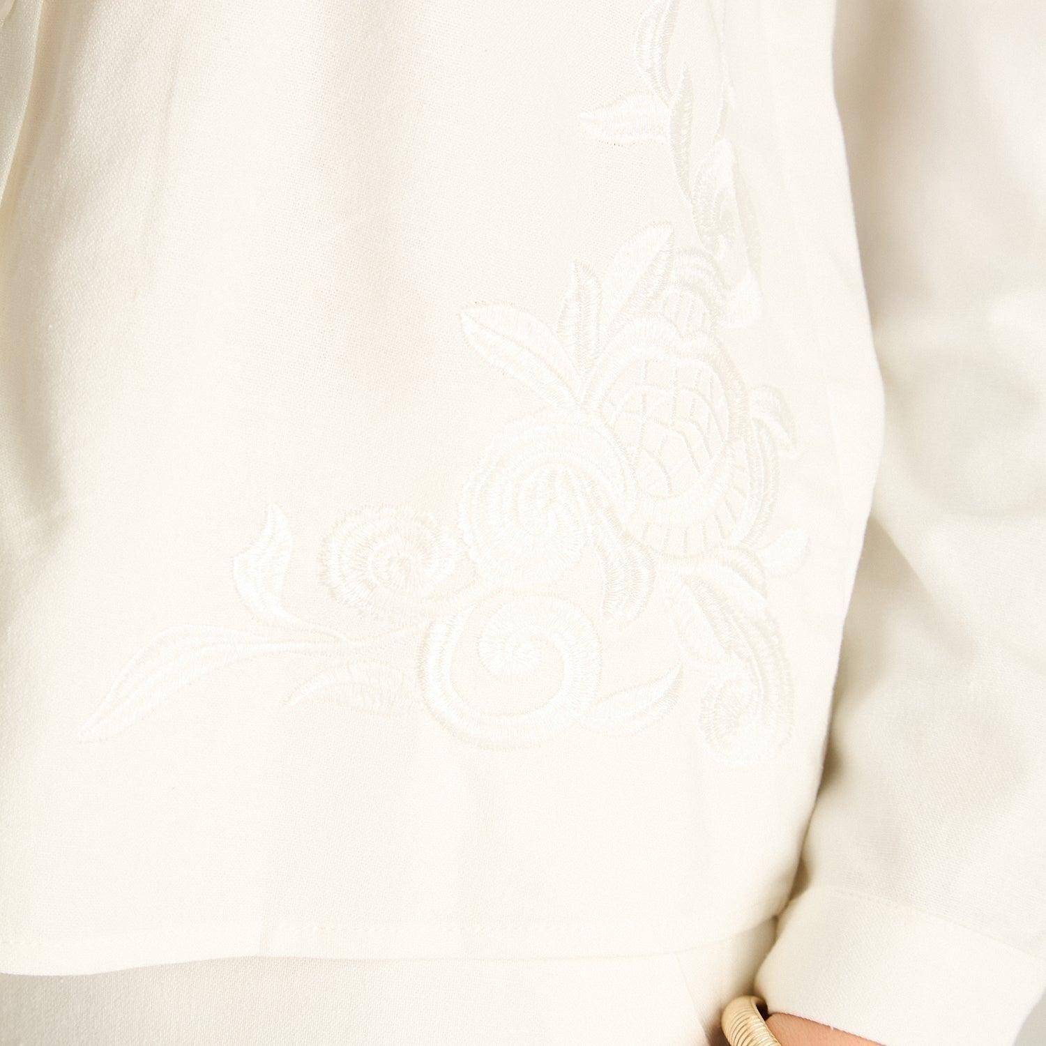 Blusa Crudo Manga Larga con Bordado-2