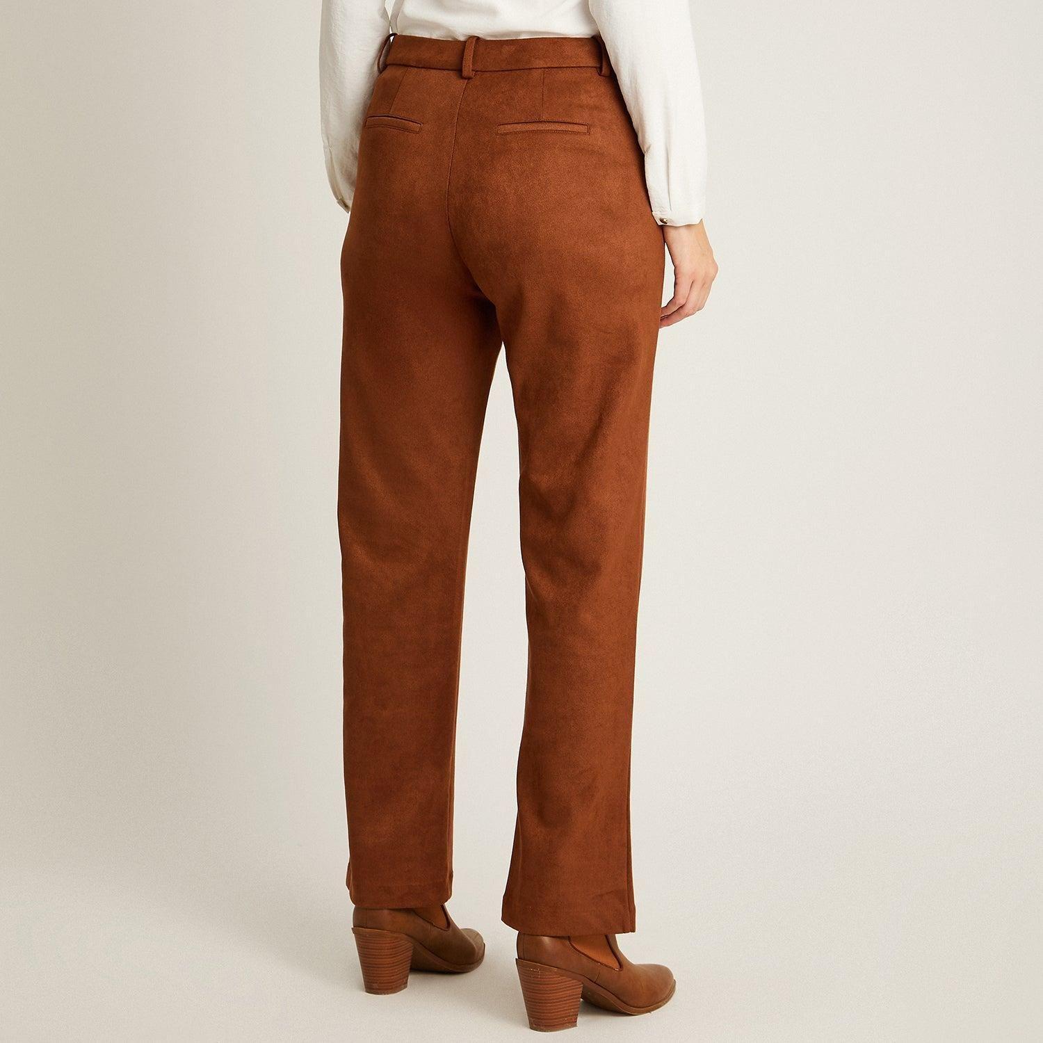 Pantalon Formal Terracota Elasticidad Nula Sin Forro Calce Normal Tela Plano-1