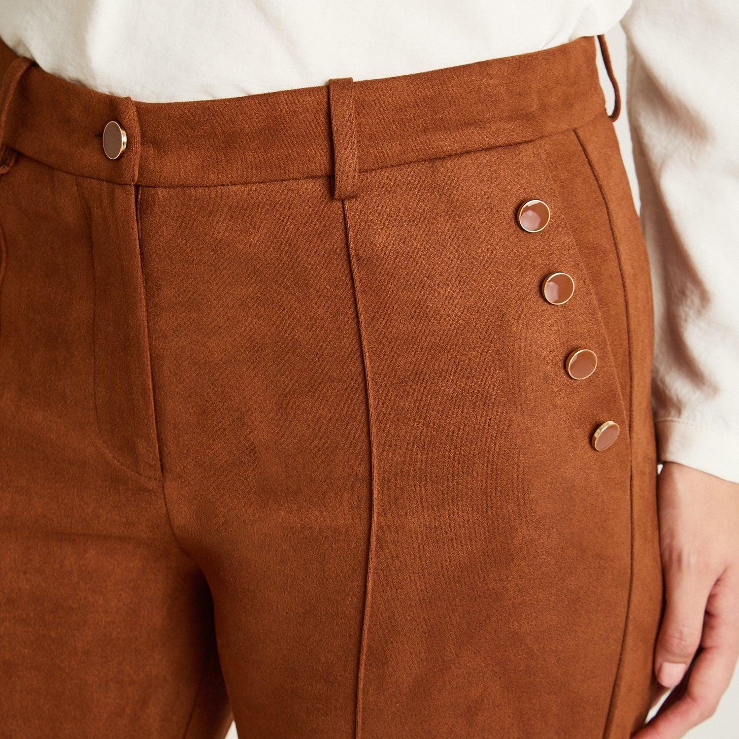 Pantalon Formal Terracota Elasticidad Nula Sin Forro Calce Normal Tela Plano-2
