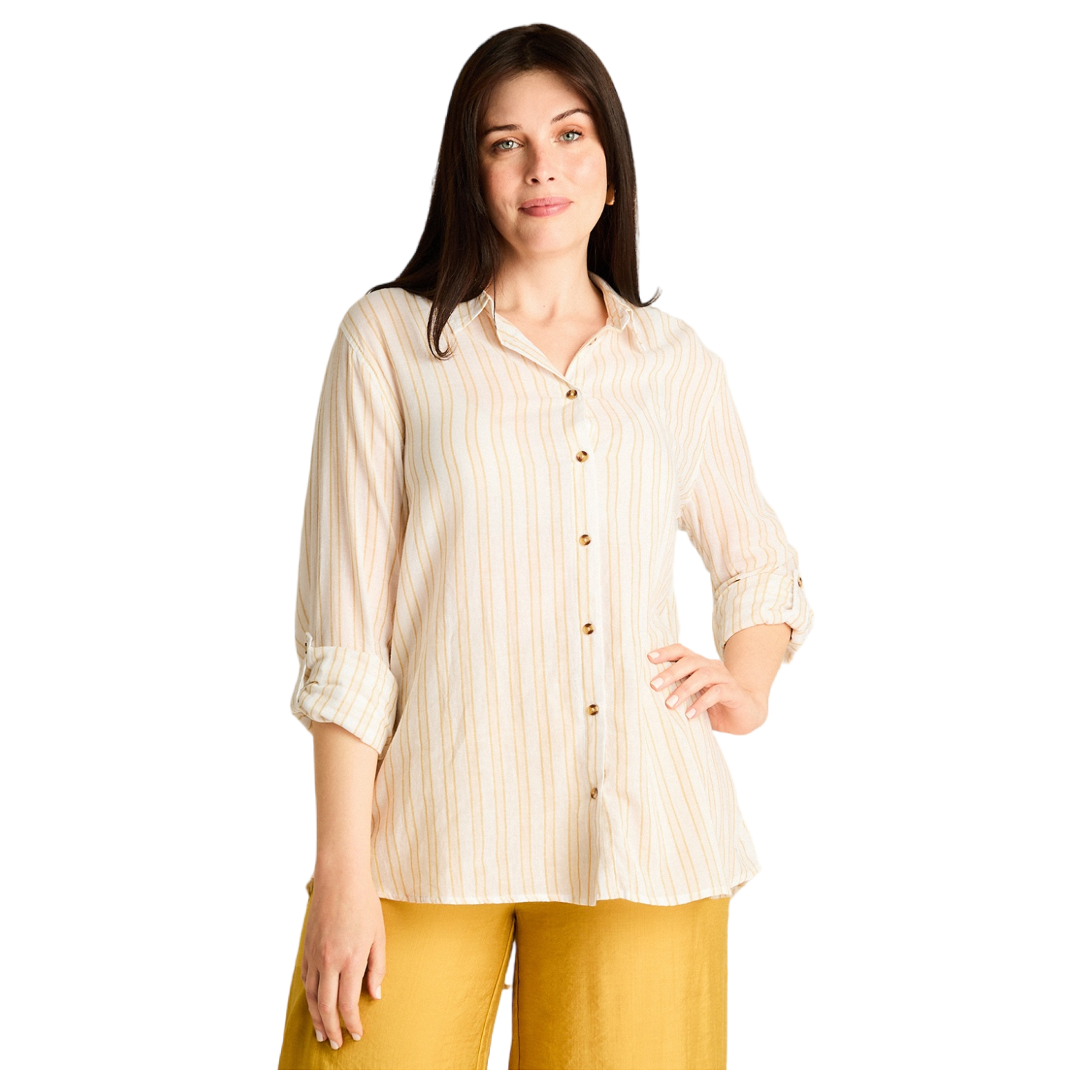 Blusa Crudo Manga Larga No Elasticado Sin Forro Calce Holgado-0