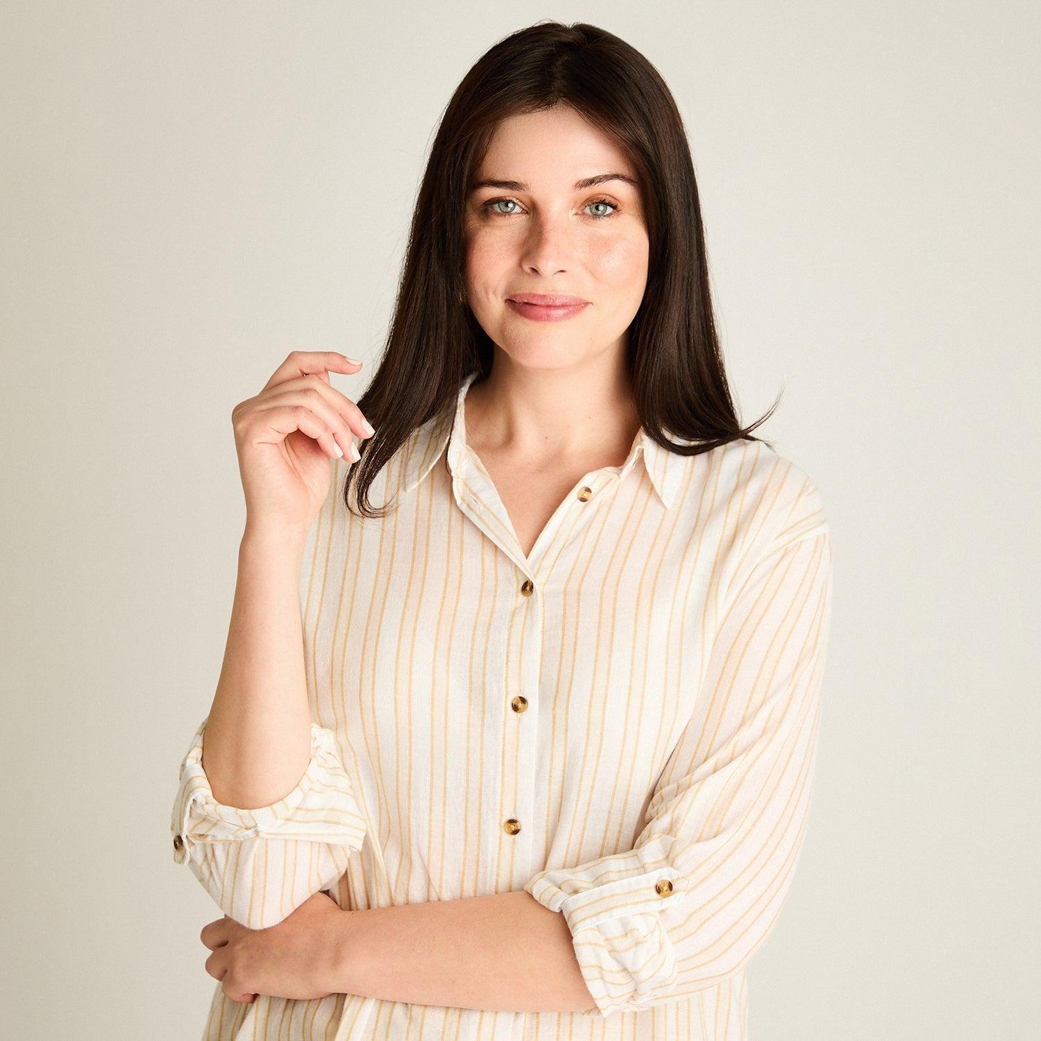 Blusa Crudo Manga Larga No Elasticado Sin Forro Calce Holgado-2