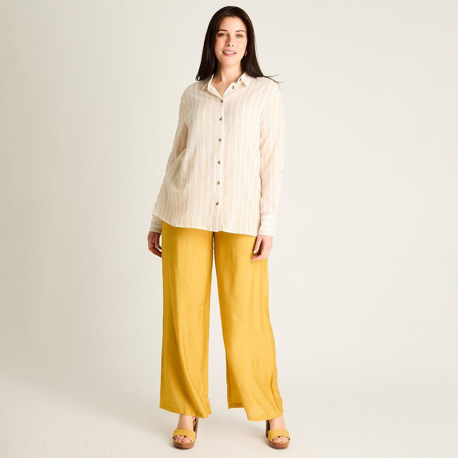 Blusa Crudo Manga Larga No Elasticado Sin Forro Calce Holgado-3