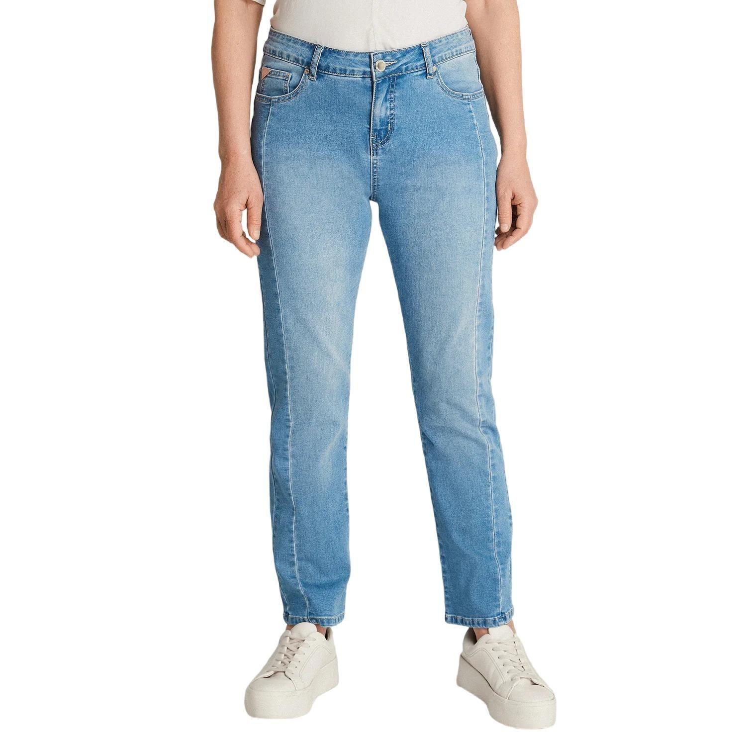 Jeans Recto Con Corte Celeste-0