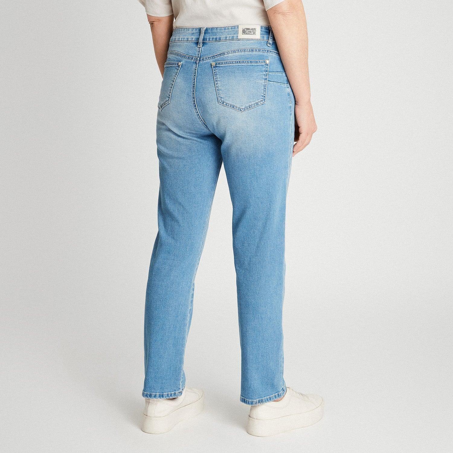 Jeans Recto Con Corte Celeste-2