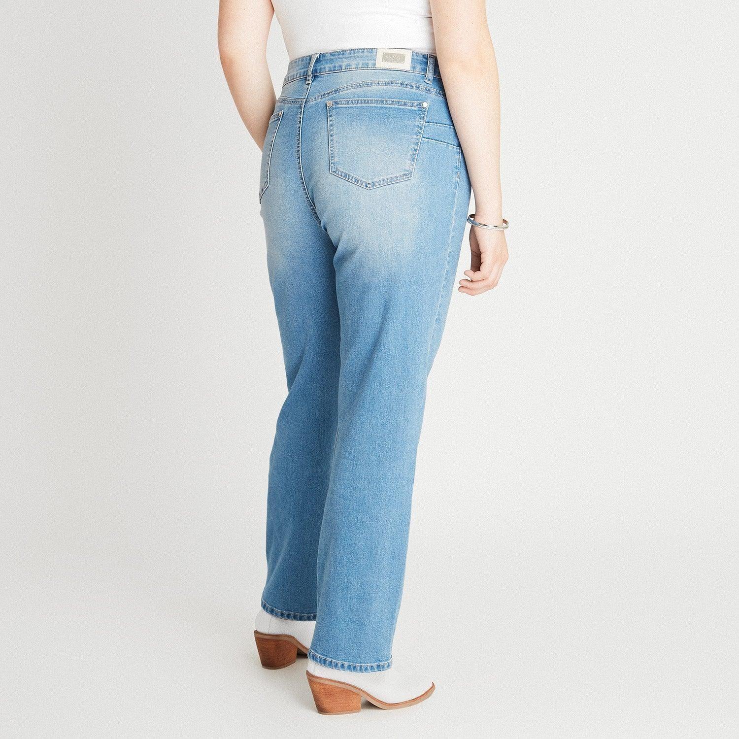 Jeans Recto Con Corte Celeste-3