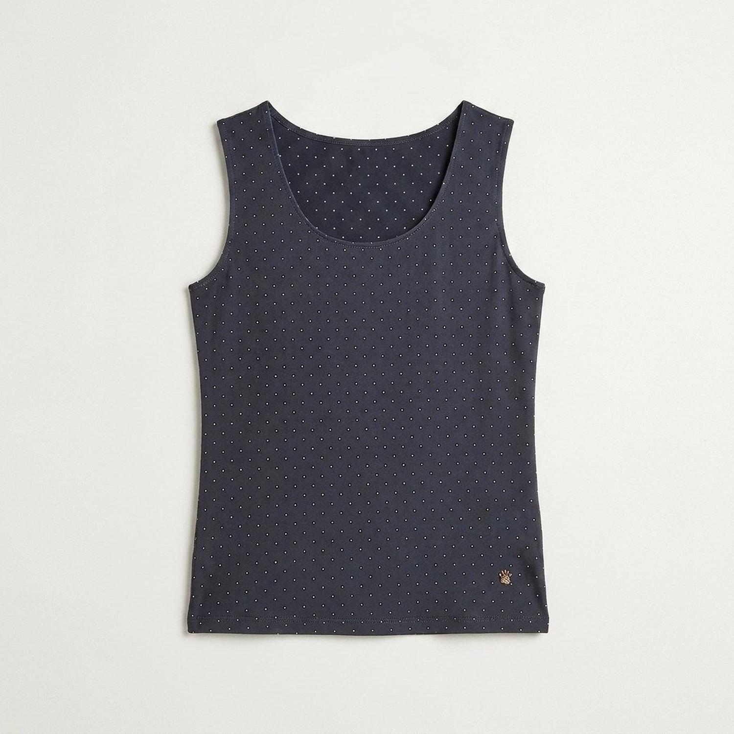 Polera Sin Mangas Azul Estampado Lunares-6