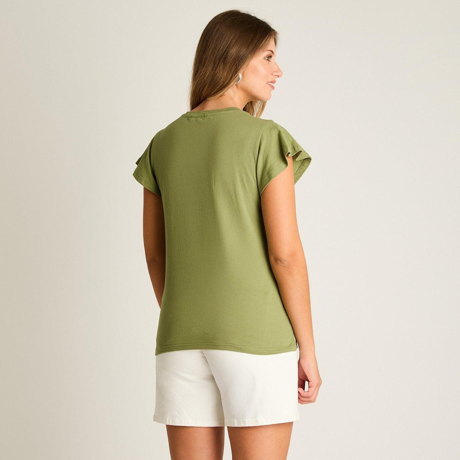 Polera Verde Manga Corta Sin Forro Calce Normal-1