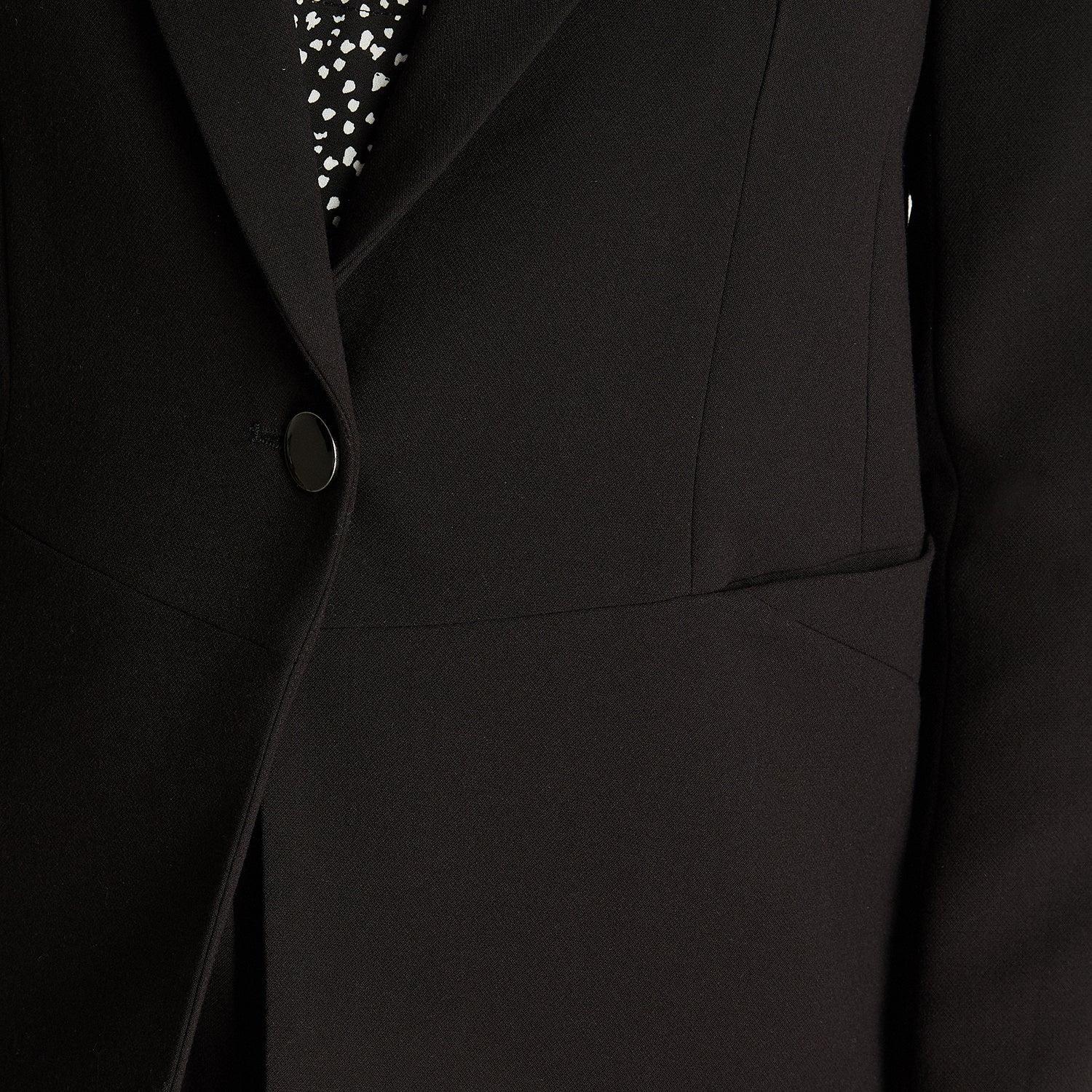 Blazer Manga Larga Con Un Botón Negro-2