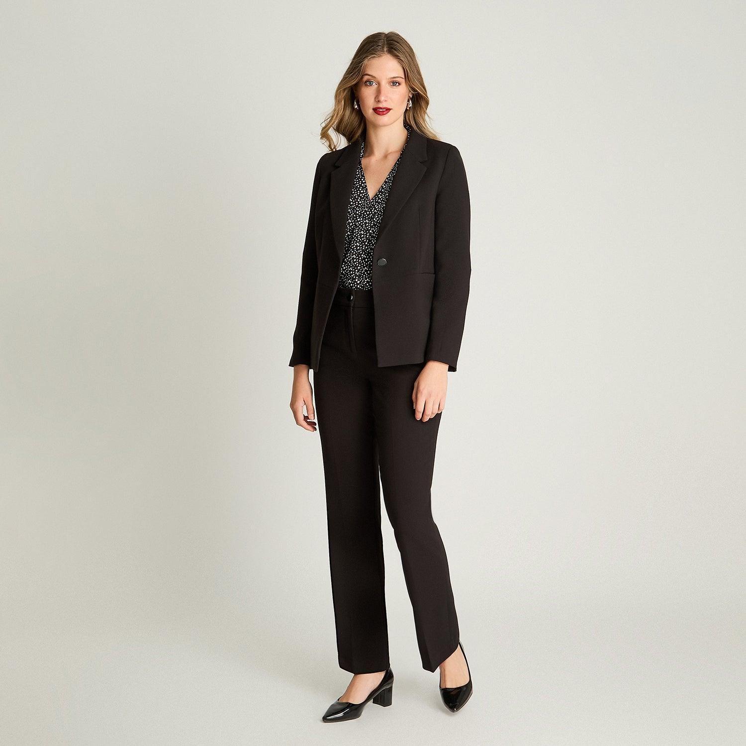 Blazer Manga Larga Con Un Botón Negro-3
